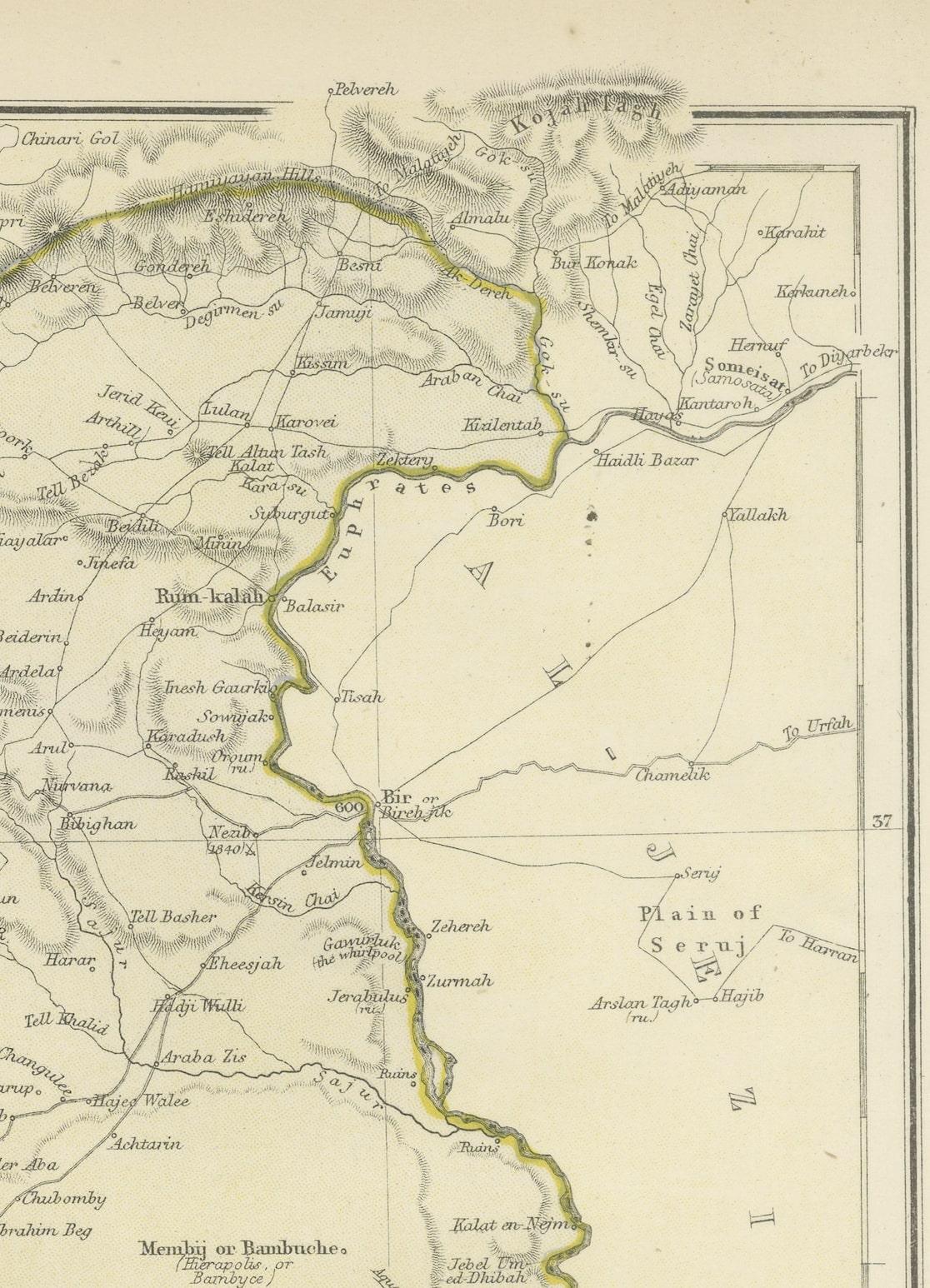 Late 19th Century Territories of Antiquity: The Northern Division of Syria, A Detailed 1882 Map For Sale