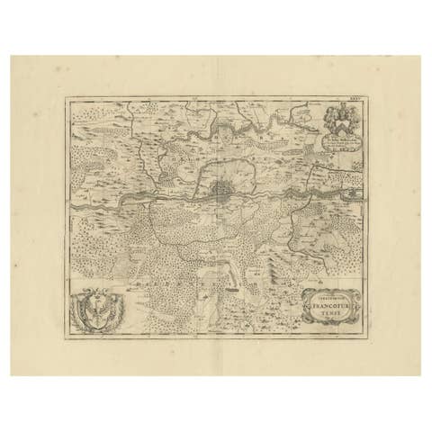 Moses Pitt's 17th-Century Map of Frankfurt, Circa 1690