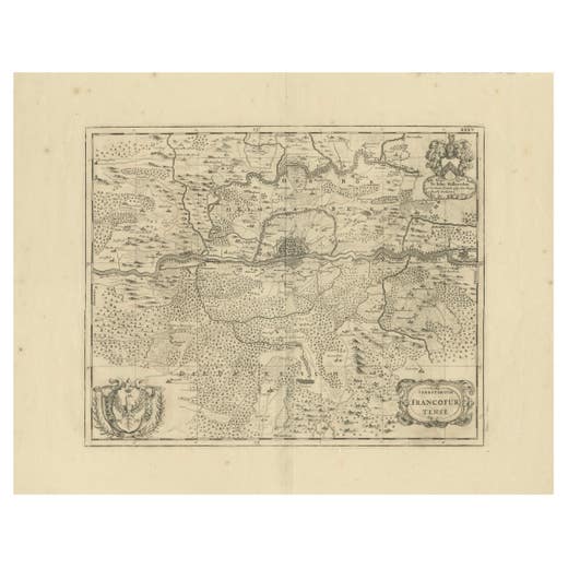 Moses Pitt's 17th-Century Map of Frankfurt, Circa 1690