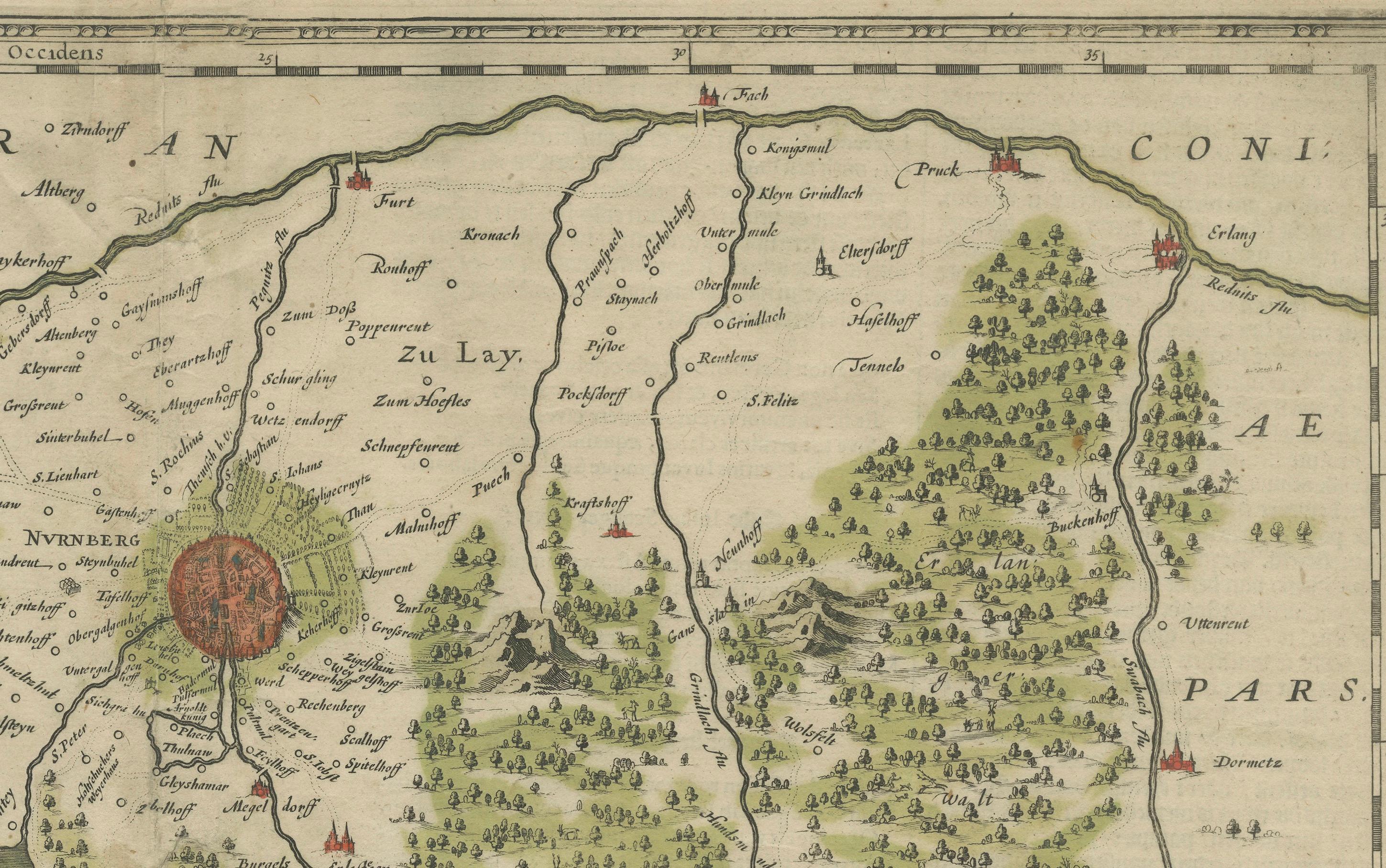 Il s'agit d'une carte ancienne de Nuremberg, intitulée 