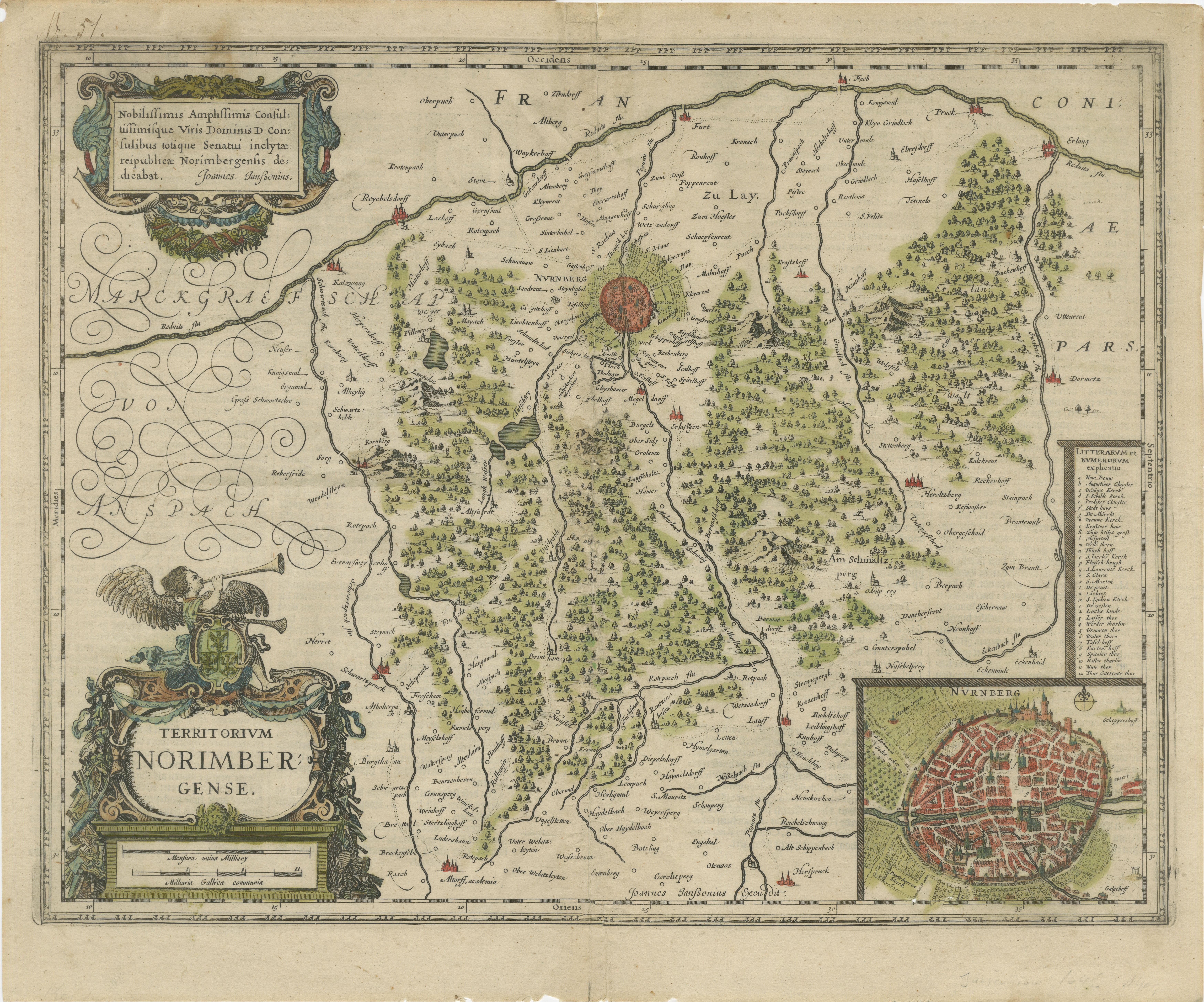 Territorium Norimbergense - Carte ancienne de Nuremberg par Janssonius (1645-58)