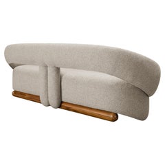 "Terroir'" Modern Couch Outdoor in Boucle & Teak Wood Details