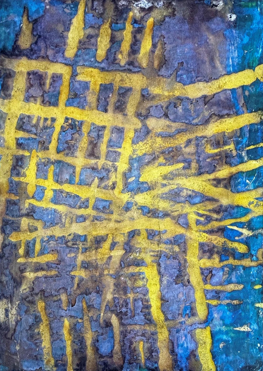 "Untitled number 14" Terry Adkins, Abstract, Intense Yellow and Blue, Gestural