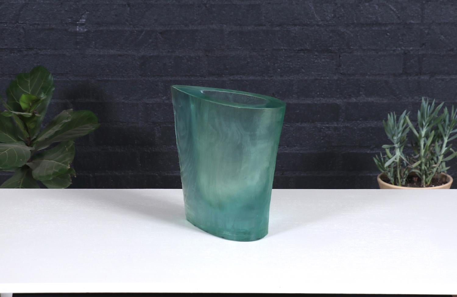 American Terry Balle Resin Aqua Sculpture Vase For Sale