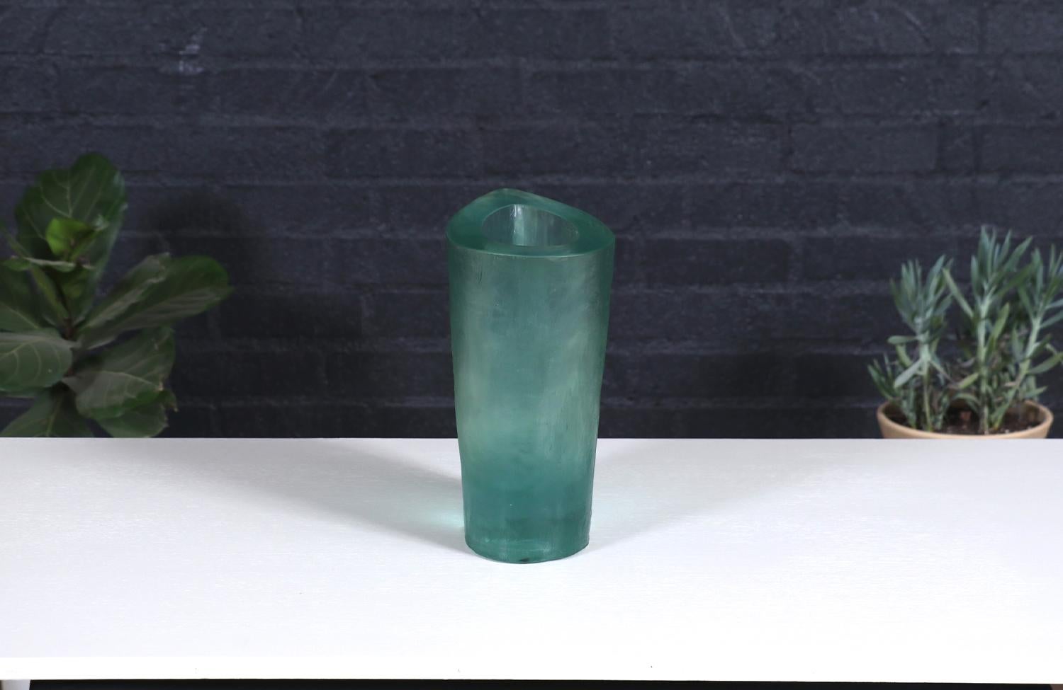 Terry Balle Resin Aqua Sculpture Vase In Excellent Condition For Sale In Los Angeles, CA
