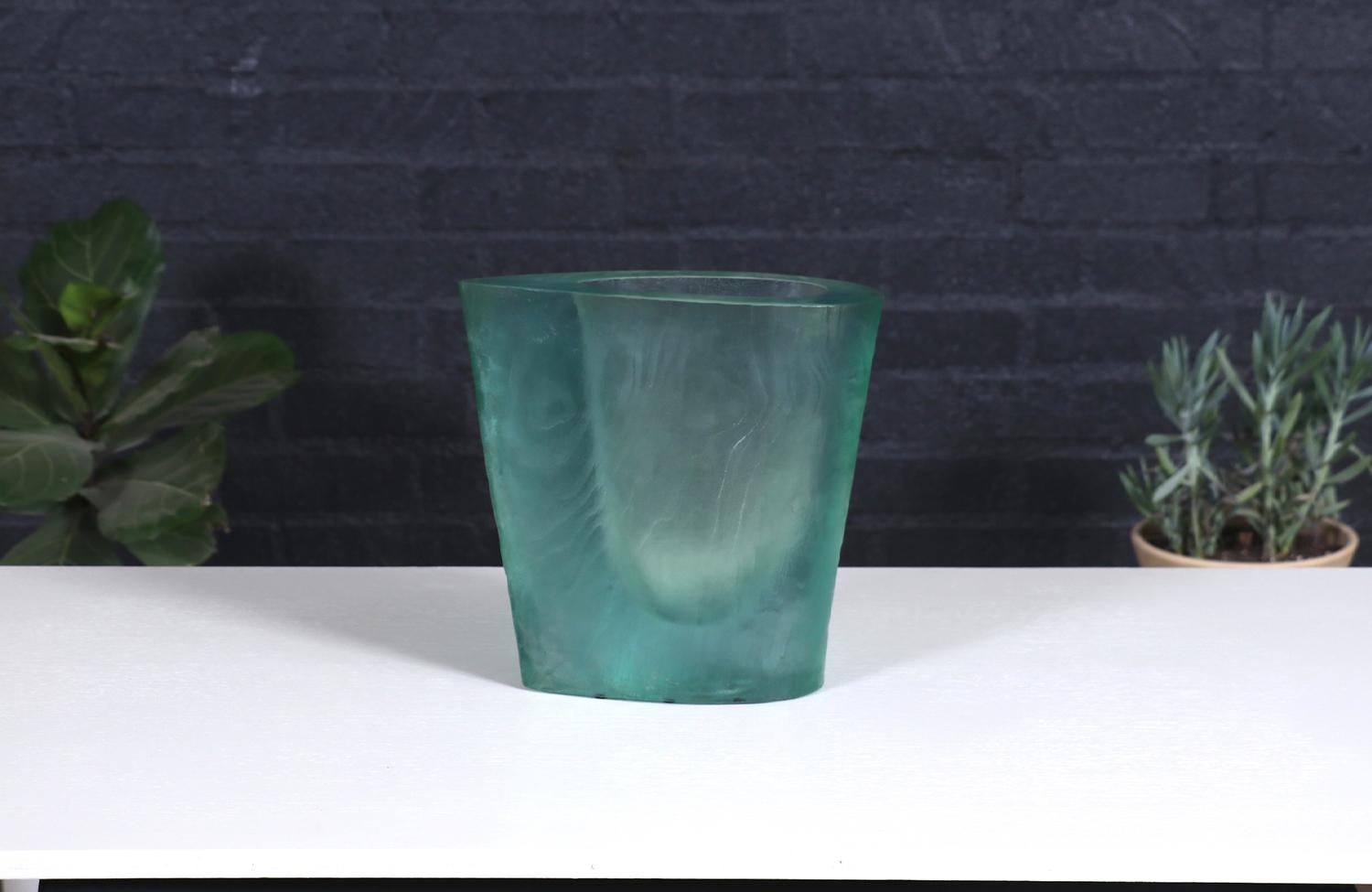 Late 20th Century Terry Balle Resin Aqua Sculpture Vase For Sale