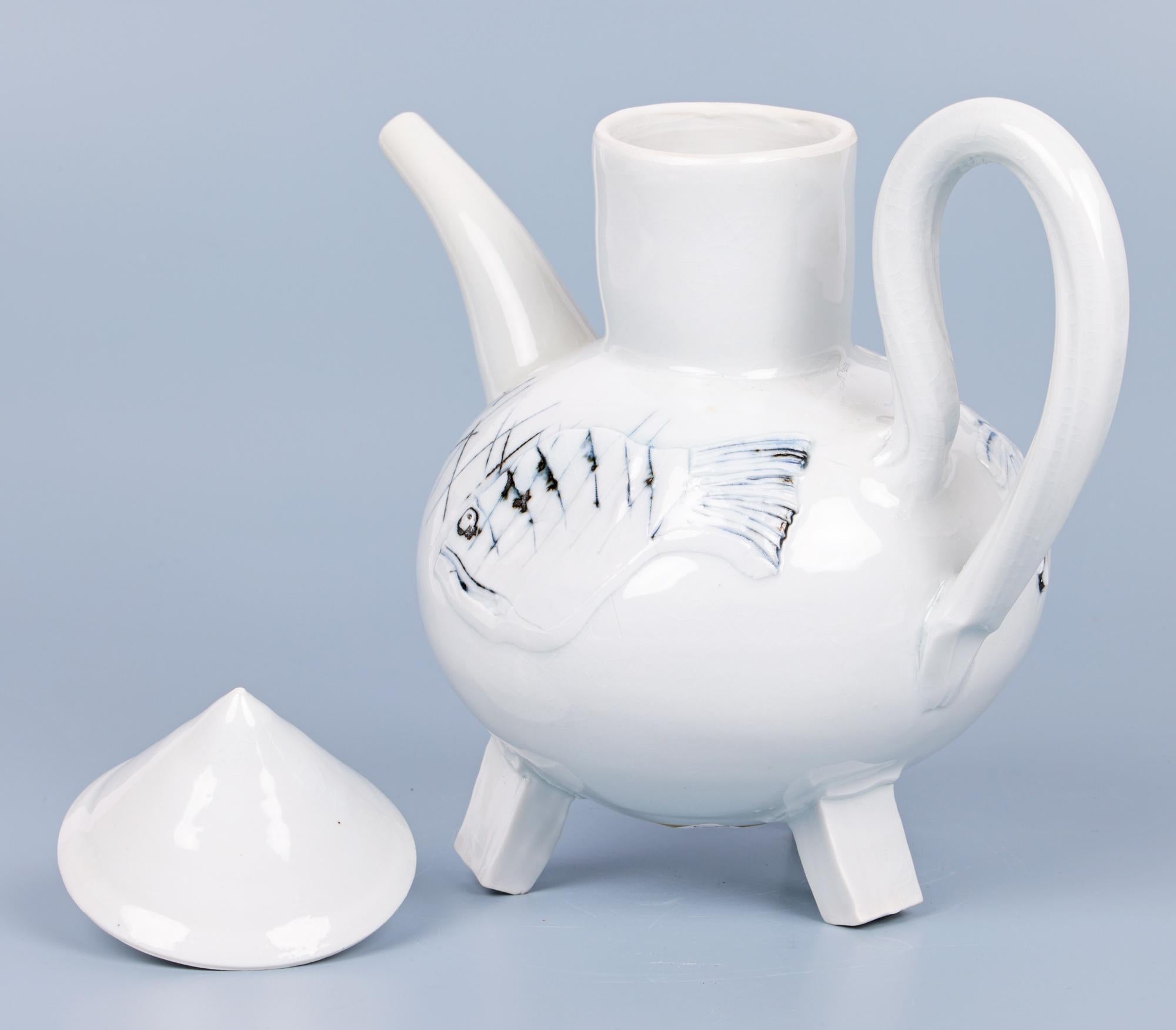 Terry Bell-Hughes Studio Pottery Porcelain Fish Teapot 4