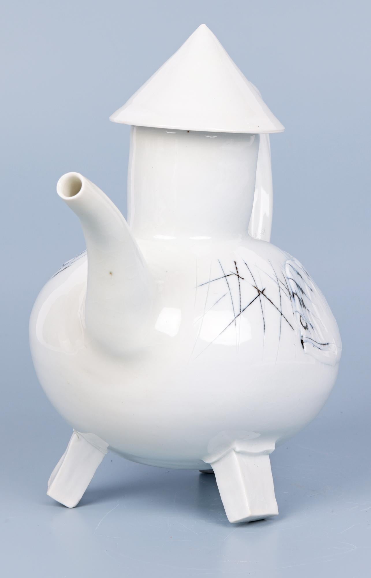 Terry Bell-Hughes Studio Pottery Porcelain Fish Teapot 6