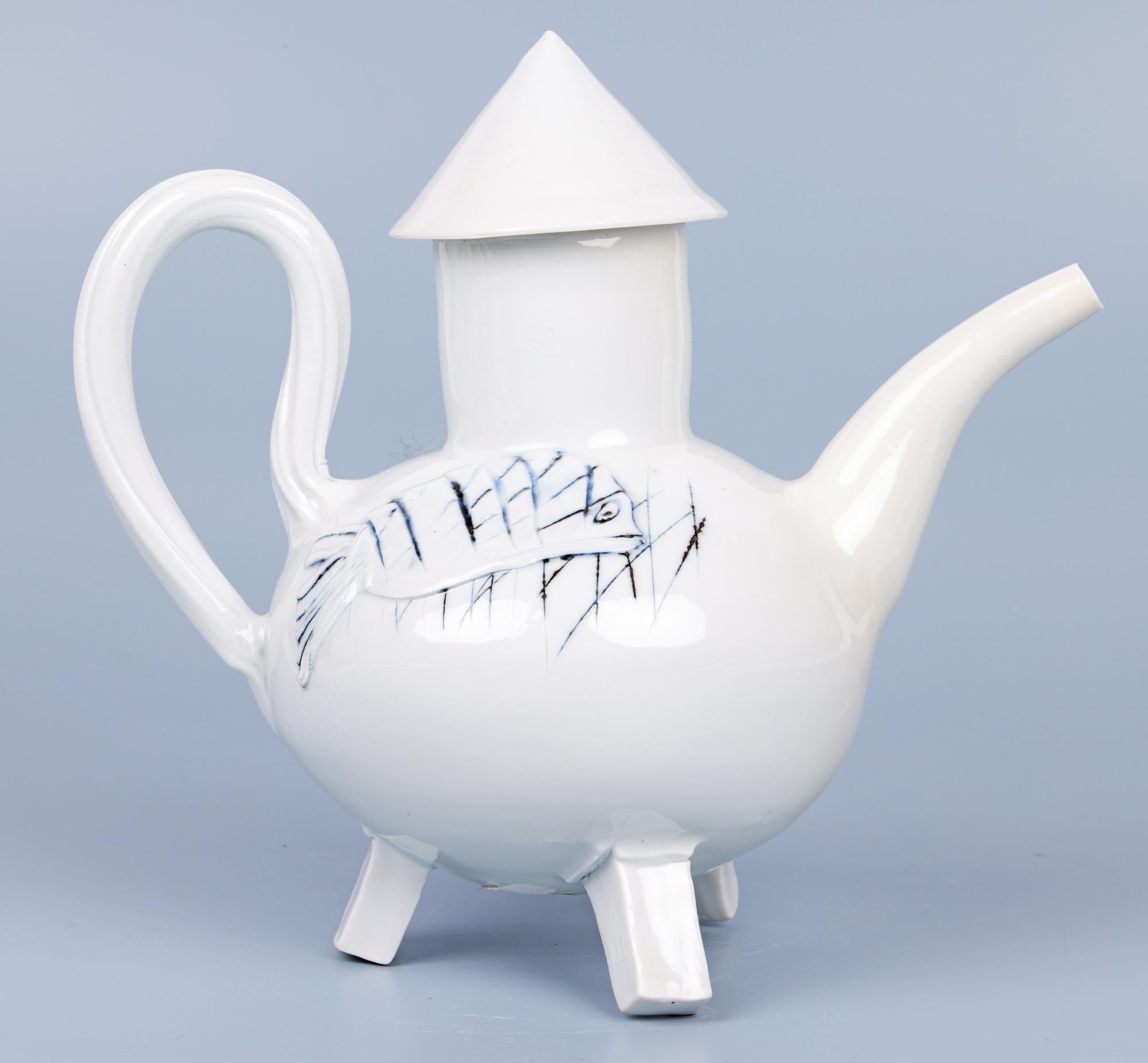 Terry Bell-Hughes Studio Pottery Porcelain Fish Teapot 9