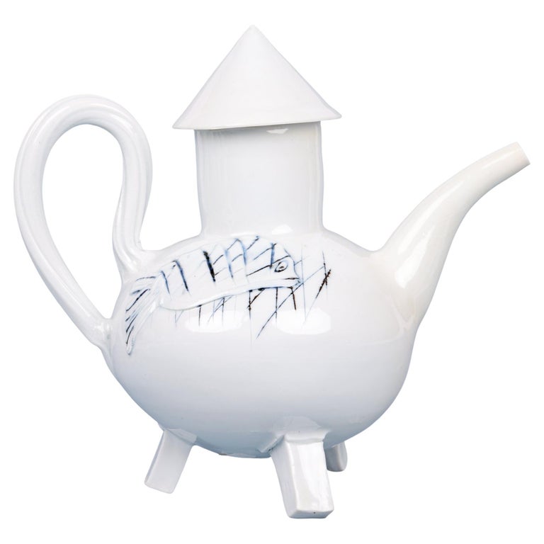 Terry BellHughes Studio Pottery Porcelain Fish Teapot For Sale at 1stDibs