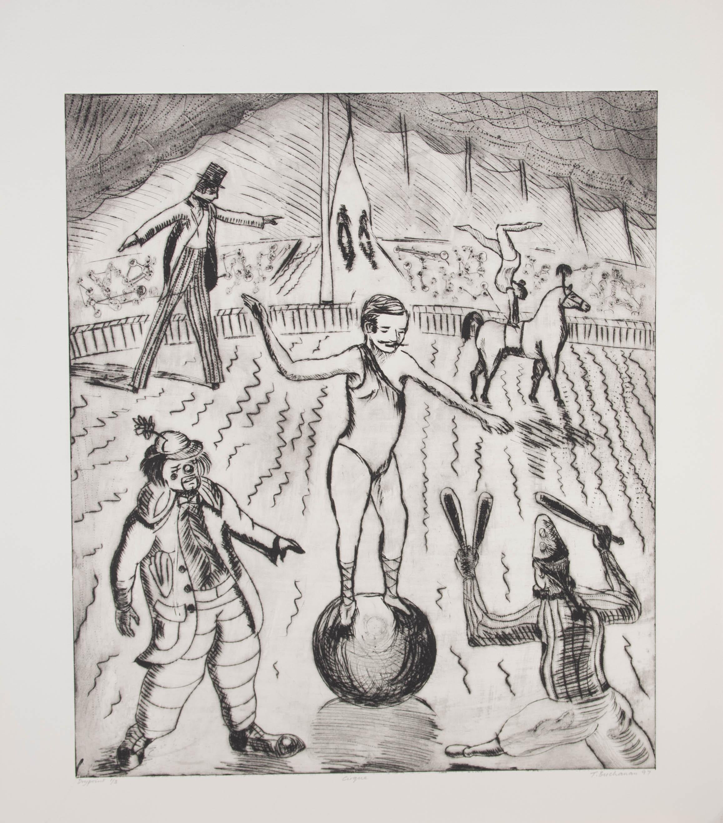 Terry Buchanan (b.1938) - 1997 Drypoint, Cirque For Sale 1