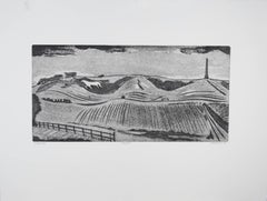 Terry Buchanan (b.1938) - 1998 Collagraph, Cherhill White Horse