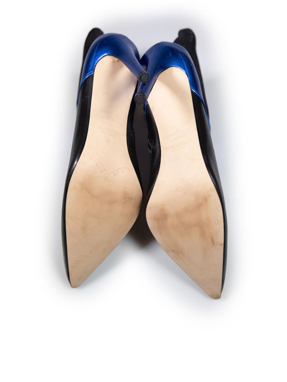 Women's Terry de Havilland Black & Blue Leather Ankle Boots Size IT 37 For Sale