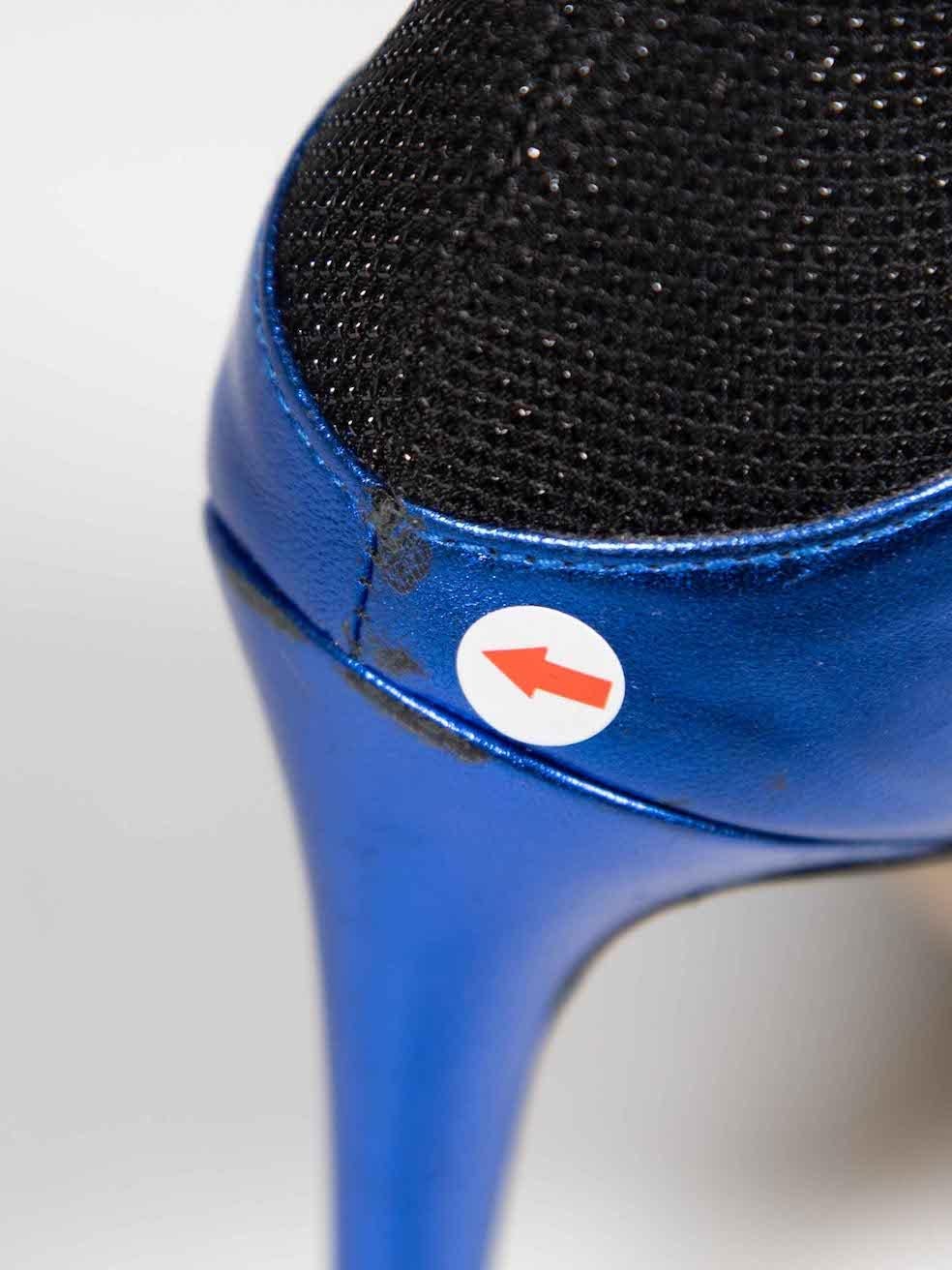 Terry de Havilland Black & Blue Leather Ankle Boots Size IT 37 For Sale 3