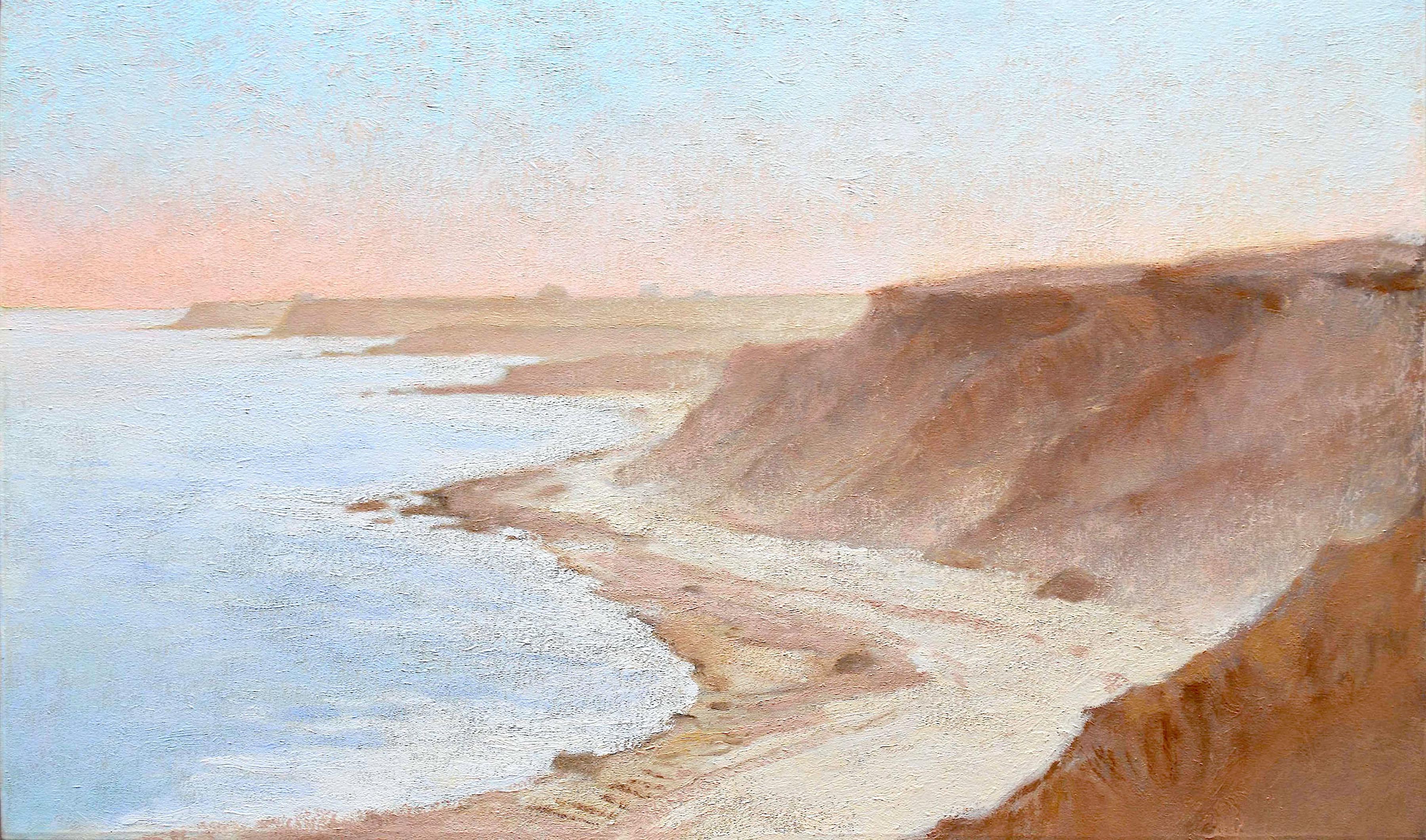Landscape Painting Terry Elkins - "Au crépuscule de Balcomb Greene" - paysage marin réaliste contemporain doux
