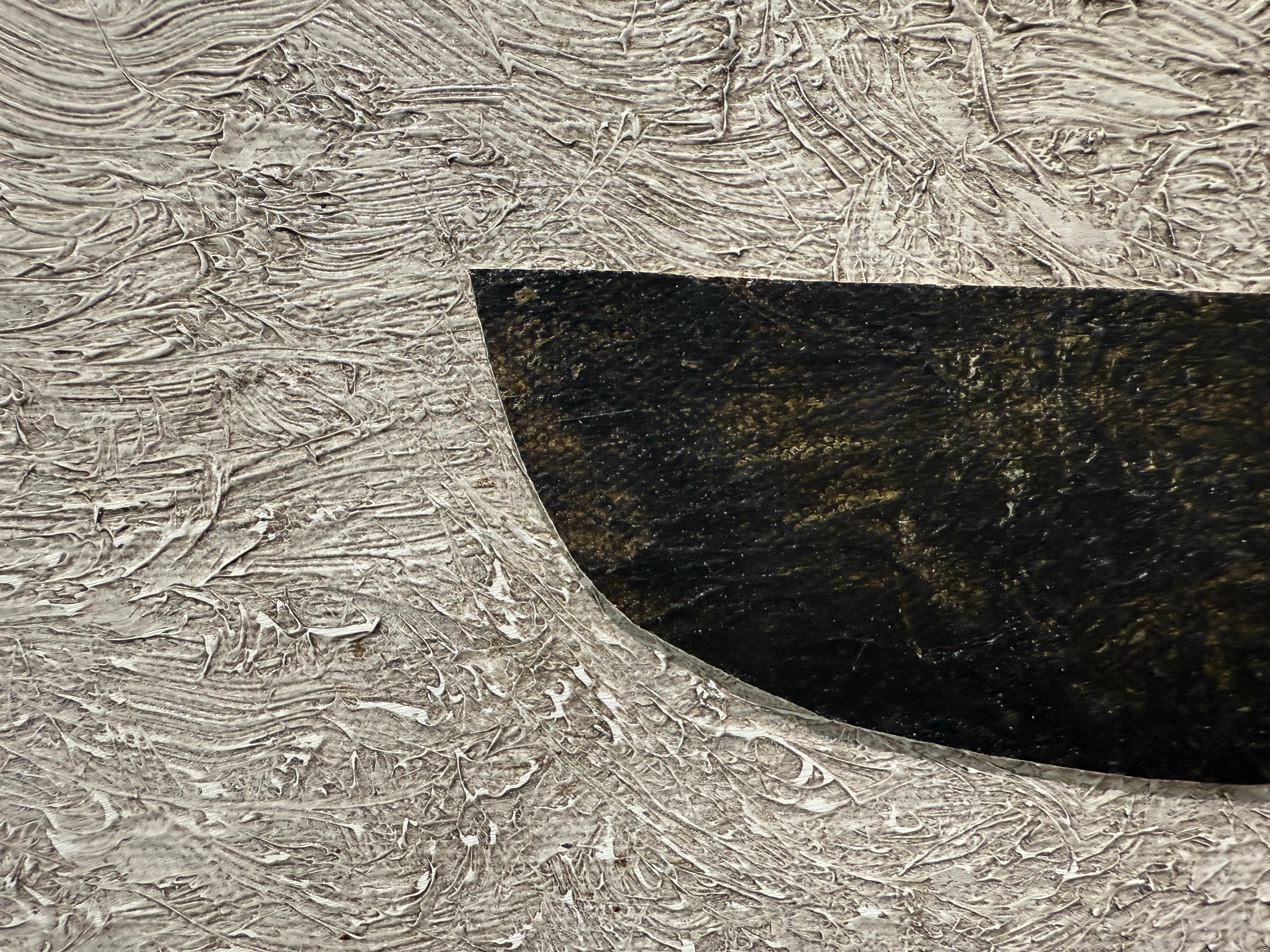 “Just Passing Through” oil on canvas collage nautical, boats, neutral, framed For Sale 3