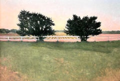 "Russische Olive, Wainscott" Landschaftsgemälde eines Feldes mit Bäumen Wainscott, NY