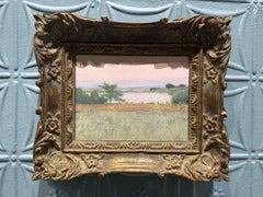 "Study, Wainscott Pond II" oil painting, impressionist landscape, ornate frame