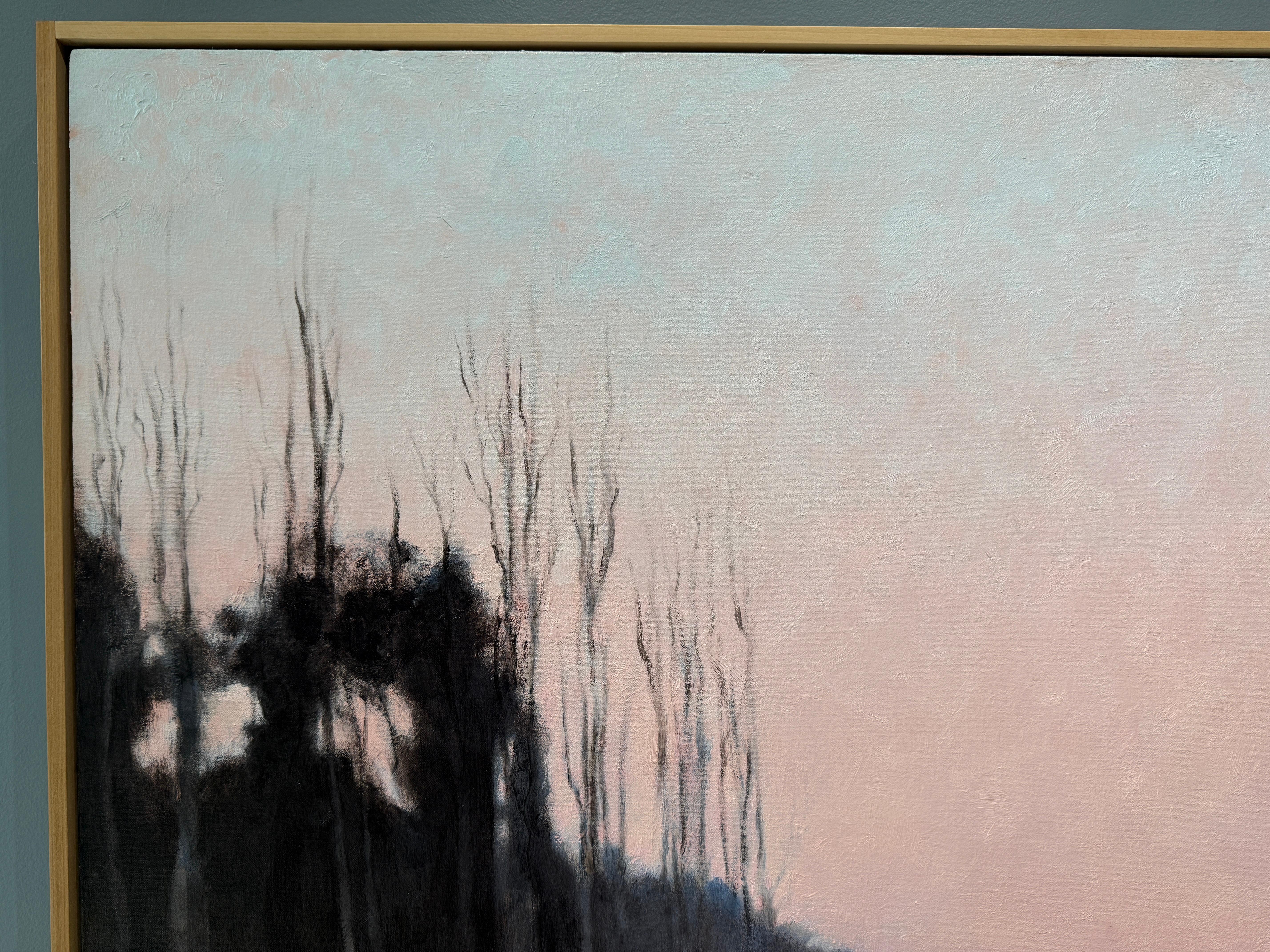 ”Sunset Behind the Barn” American realist, oil painting, sunset, signed & framed For Sale 5