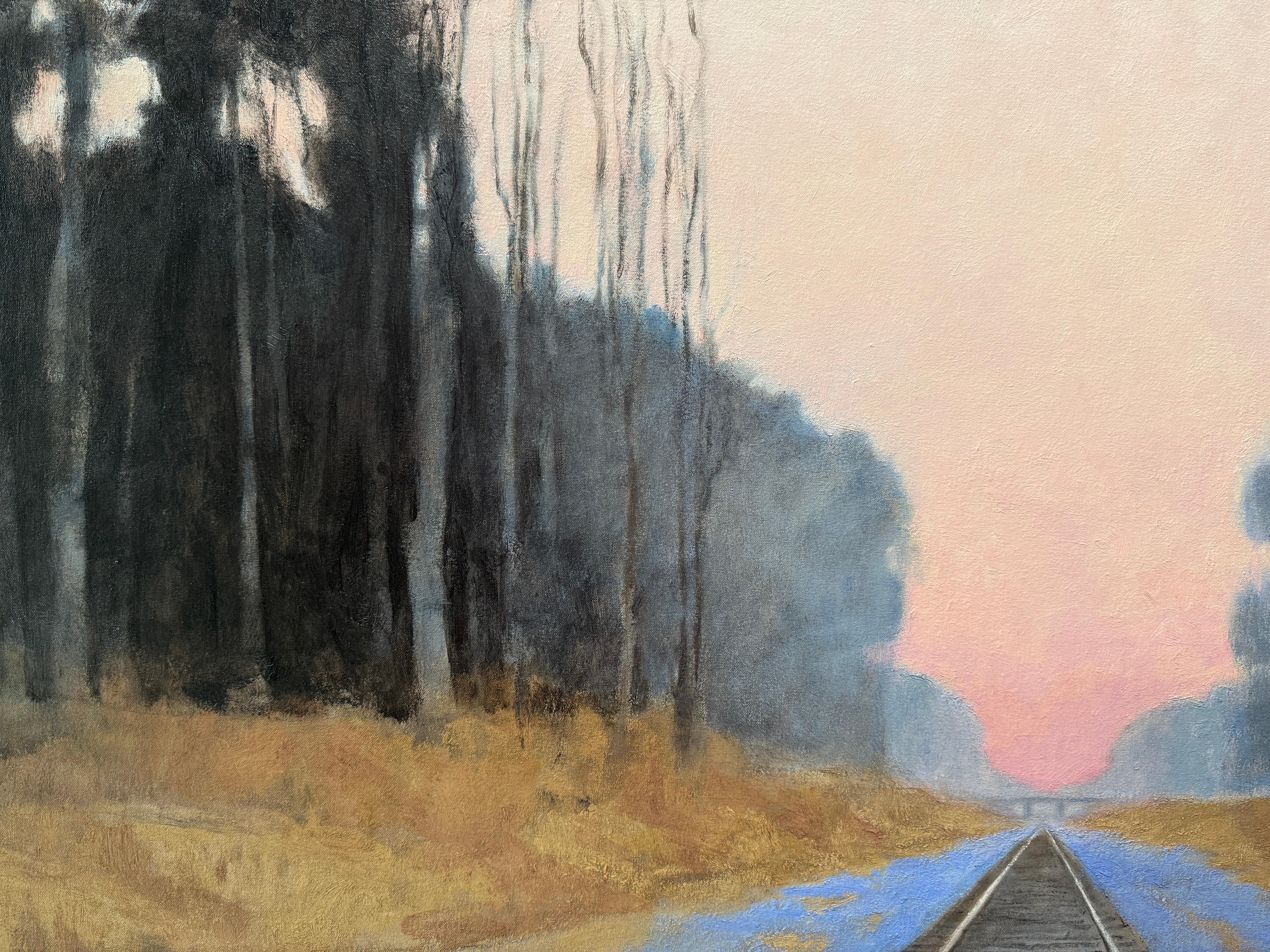 ”Sunset Behind the Barn” American realist, oil painting, sunset, signed & framed For Sale 6