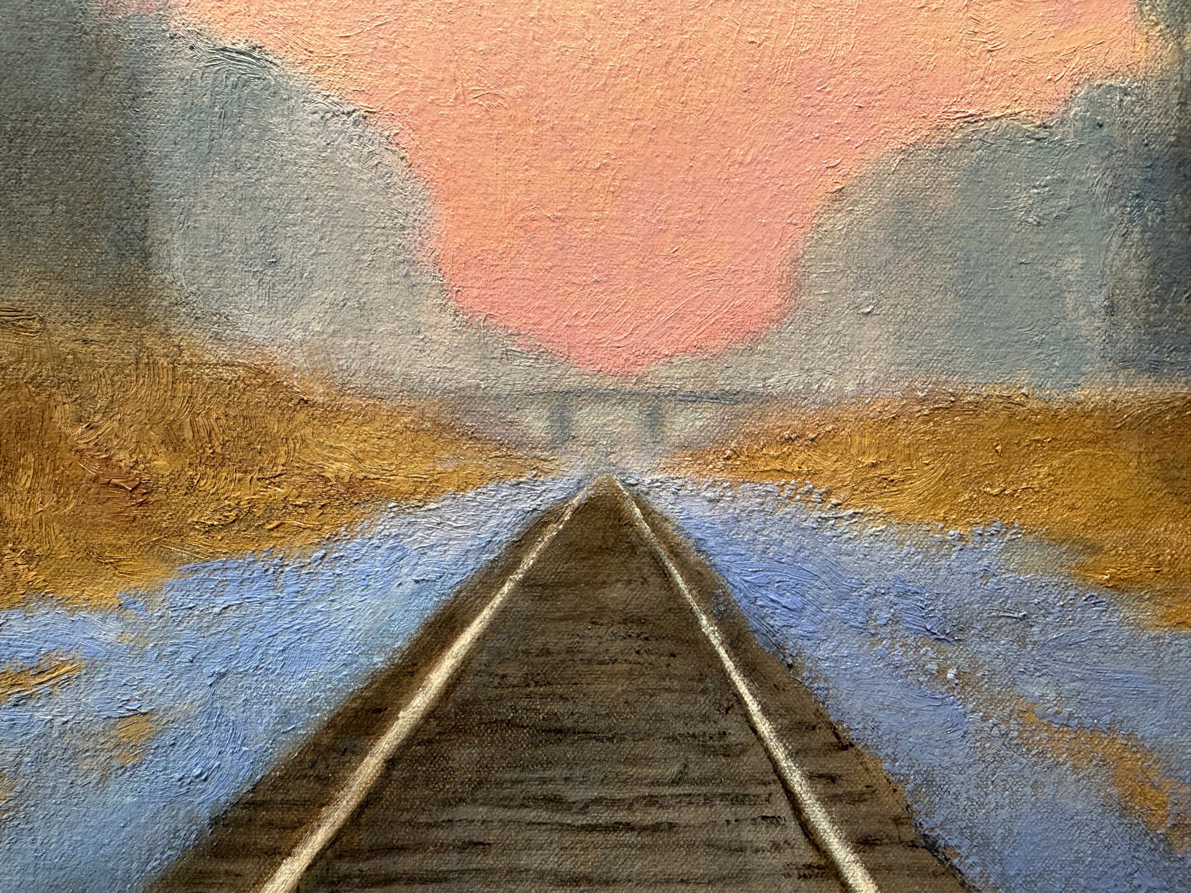 ”Sunset Behind the Barn” American realist, oil painting, sunset, signed & framed For Sale 7