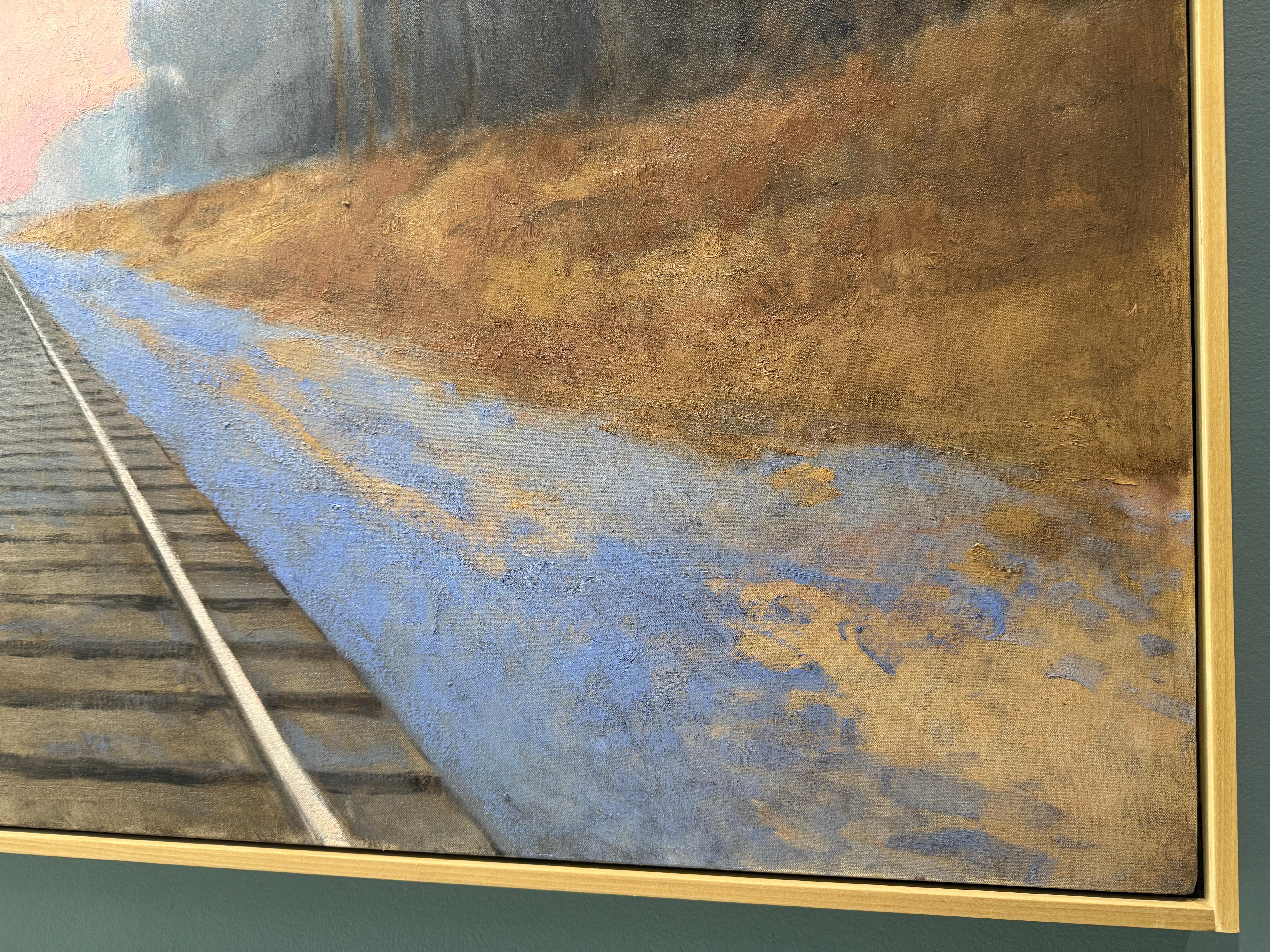 ”Sunset Behind the Barn” American realist, oil painting, sunset, signed & framed For Sale 9