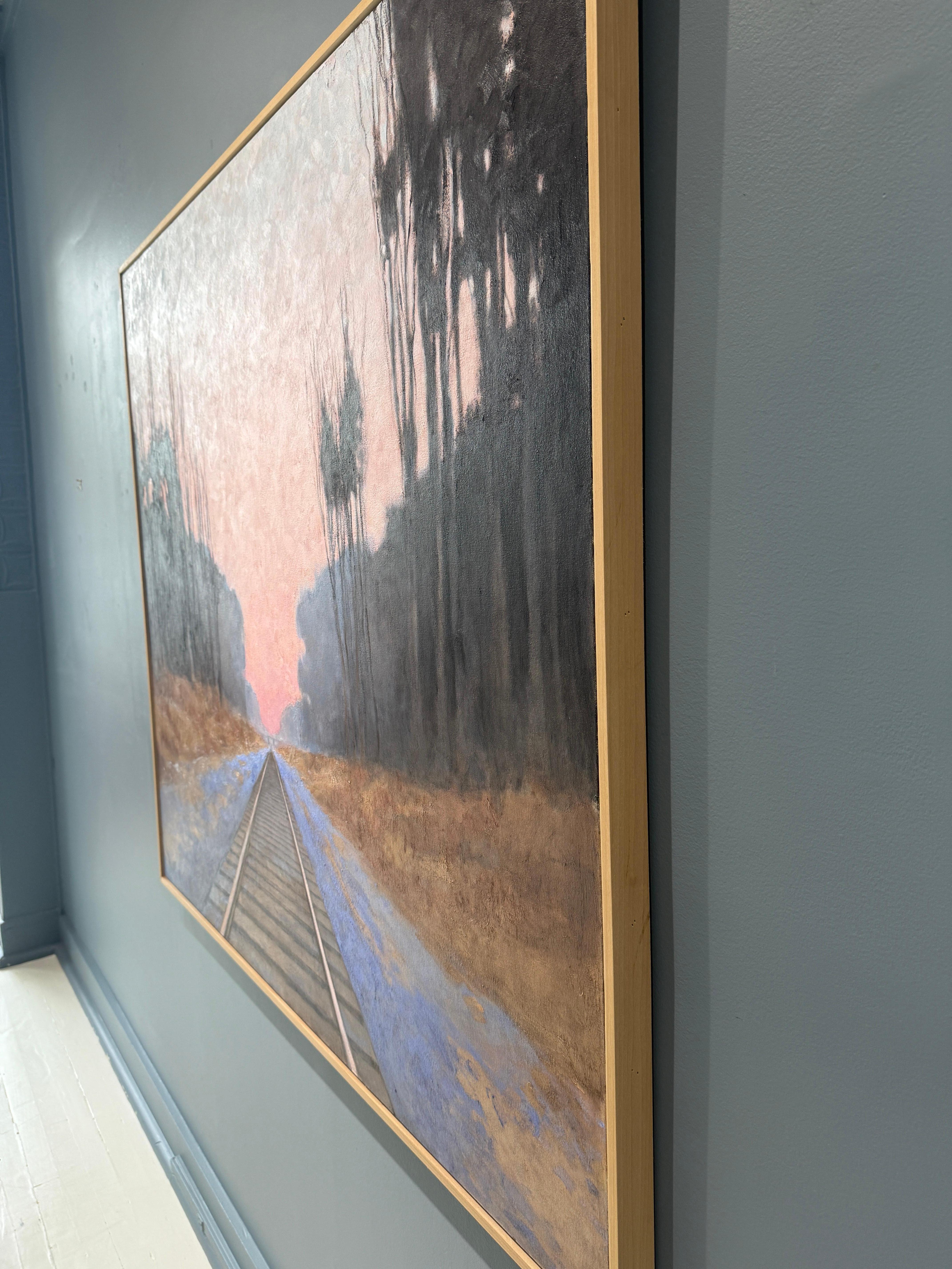 ”Sunset Behind the Barn” American realist, oil painting, sunset, signed & framed For Sale 12