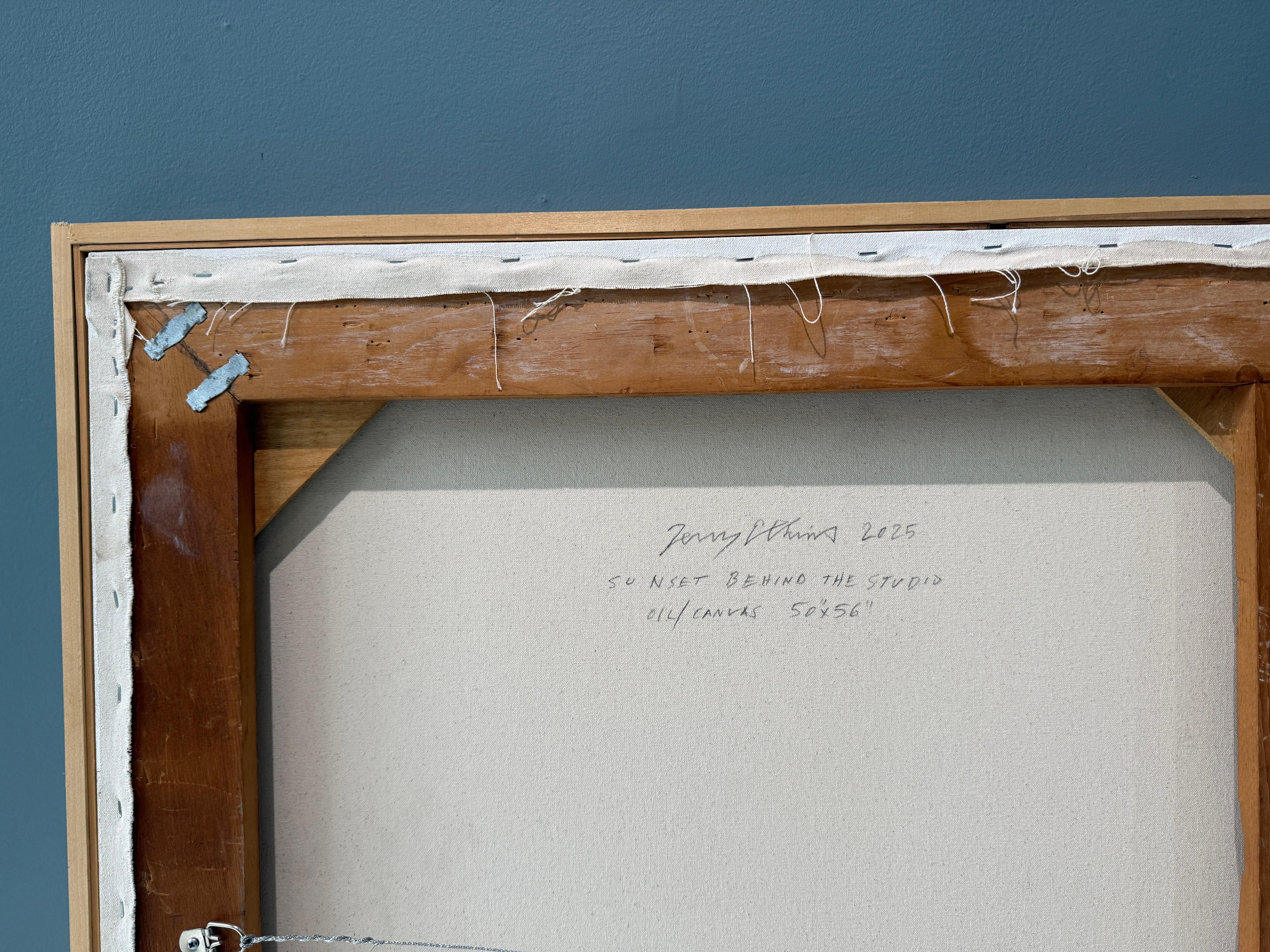 ”Sunset Behind the Barn” American realist, oil painting, sunset, signed & framed - American Realist Painting by Terry Elkins