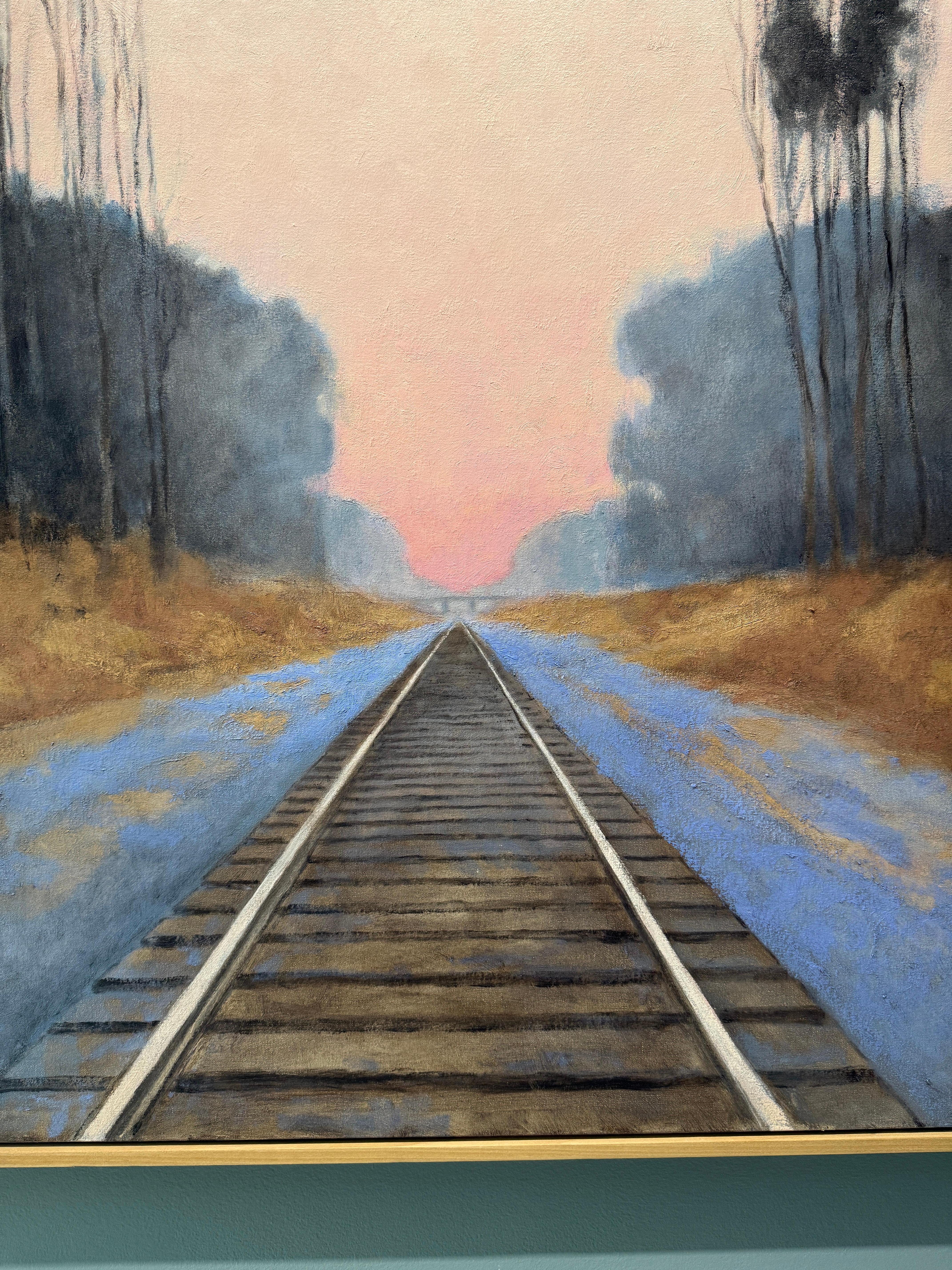 ”Sunset Behind the Barn” American realist, oil painting, sunset, signed & framed For Sale 1