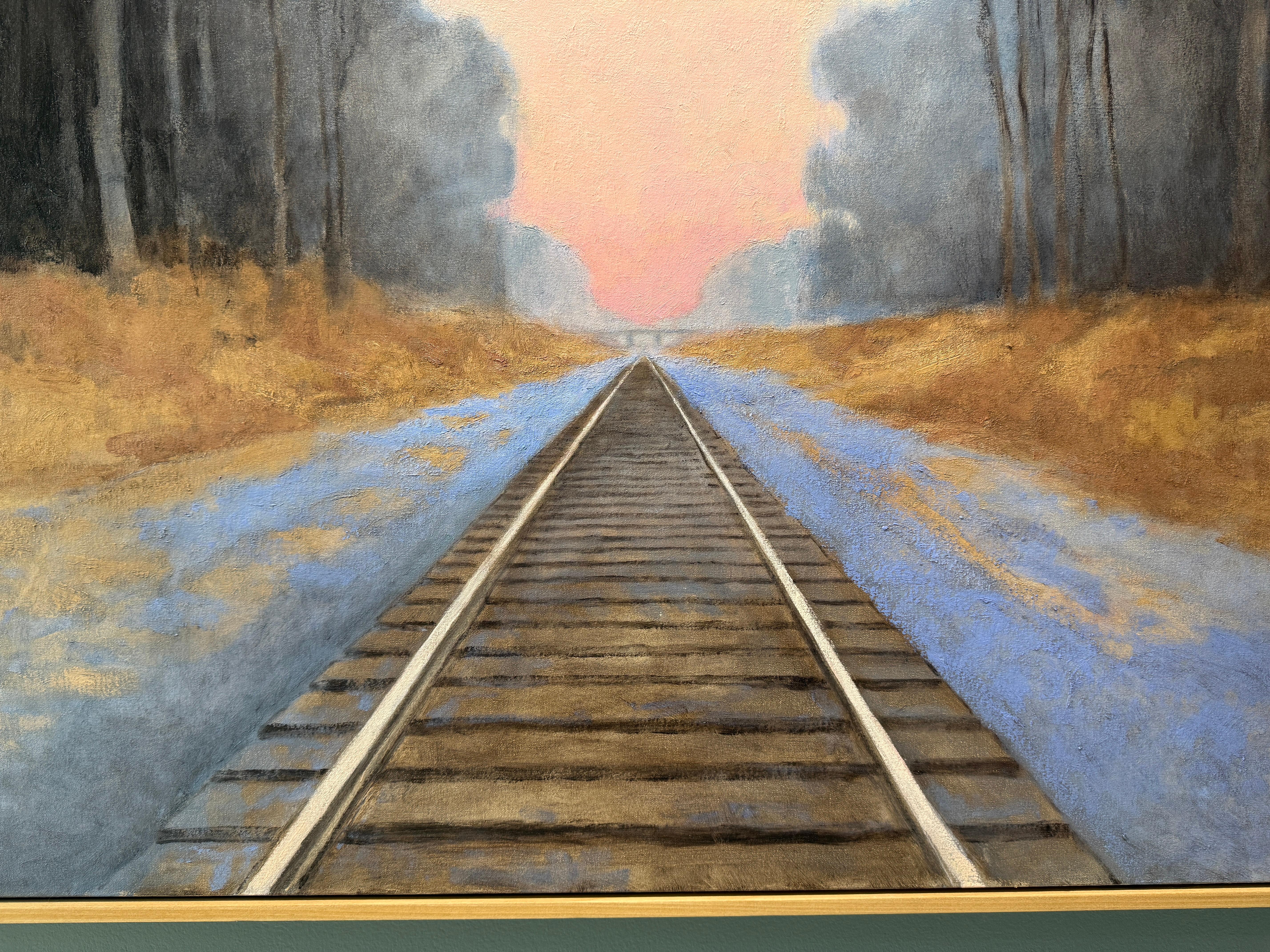 ”Sunset Behind the Barn” American realist, oil painting, sunset, signed & framed For Sale 2