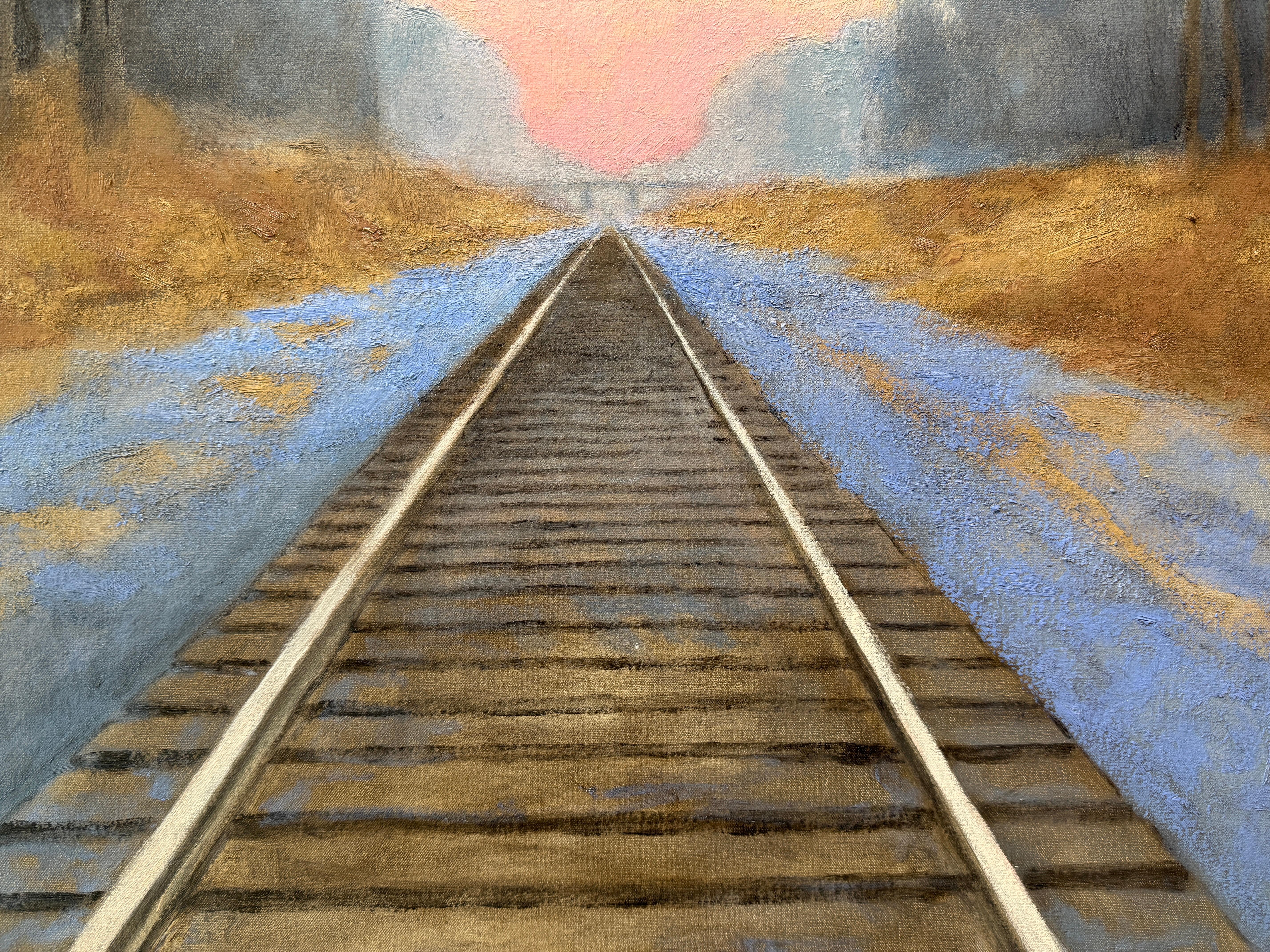 ”Sunset Behind the Barn” American realist, oil painting, sunset, signed & framed For Sale 3