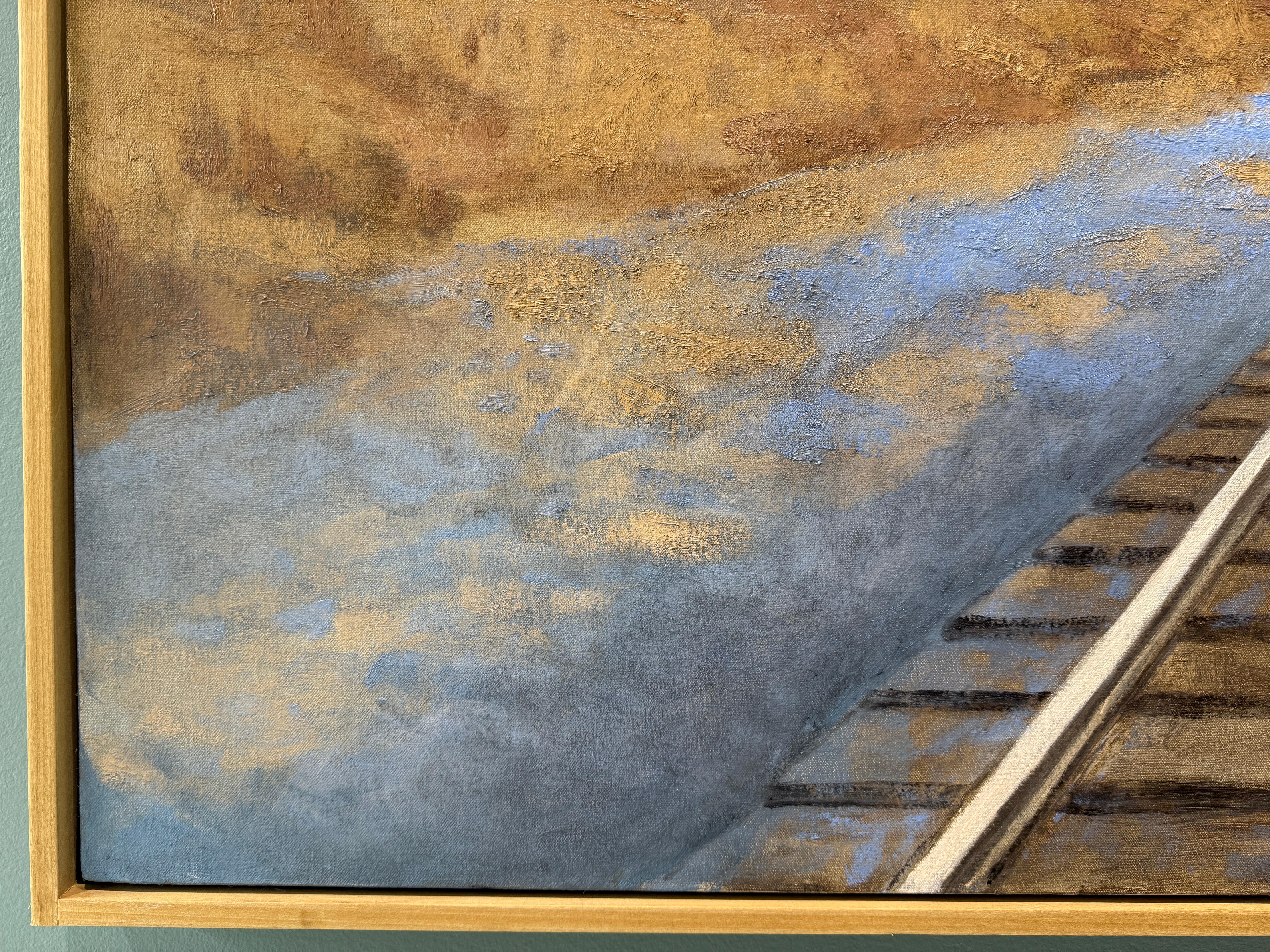 ”Sunset Behind the Barn” American realist, oil painting, sunset, signed & framed For Sale 4