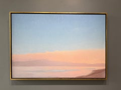“Sunset in Sagaponack” oil painting of vast sky over beach in The Hamptons, NY