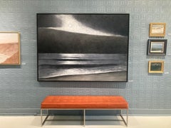 "Town Line Moonlight" black, white and grey night seascape in Long Island, NY