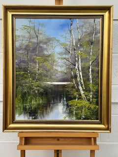 Impasto Oil Painting of River & Silver Birch Trees - British Contemporary Artist