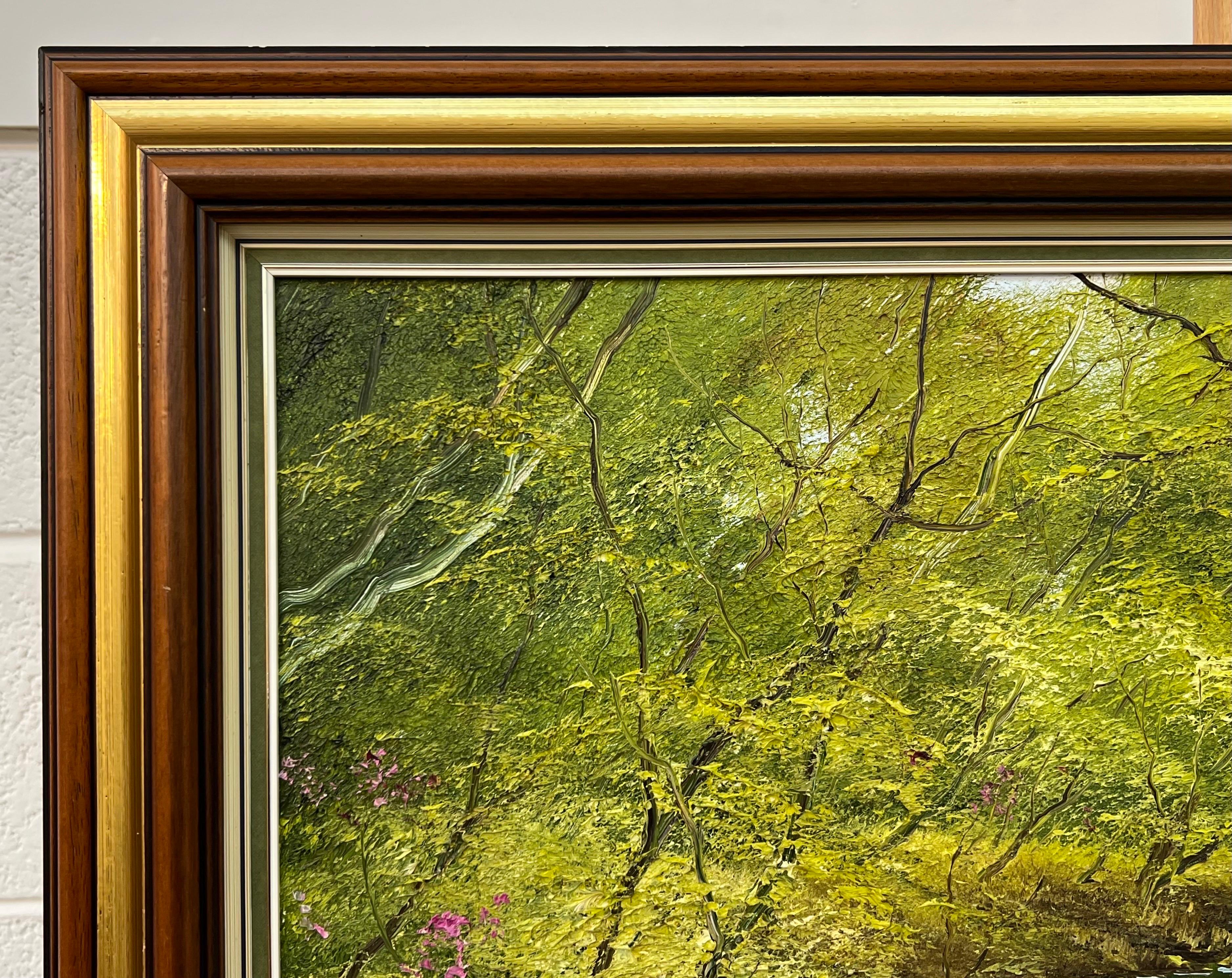 Pintura al óleo Impasto de Escena de Árbol Fluvial Artista Británico de Posguerra y Contemporáneo en venta 9