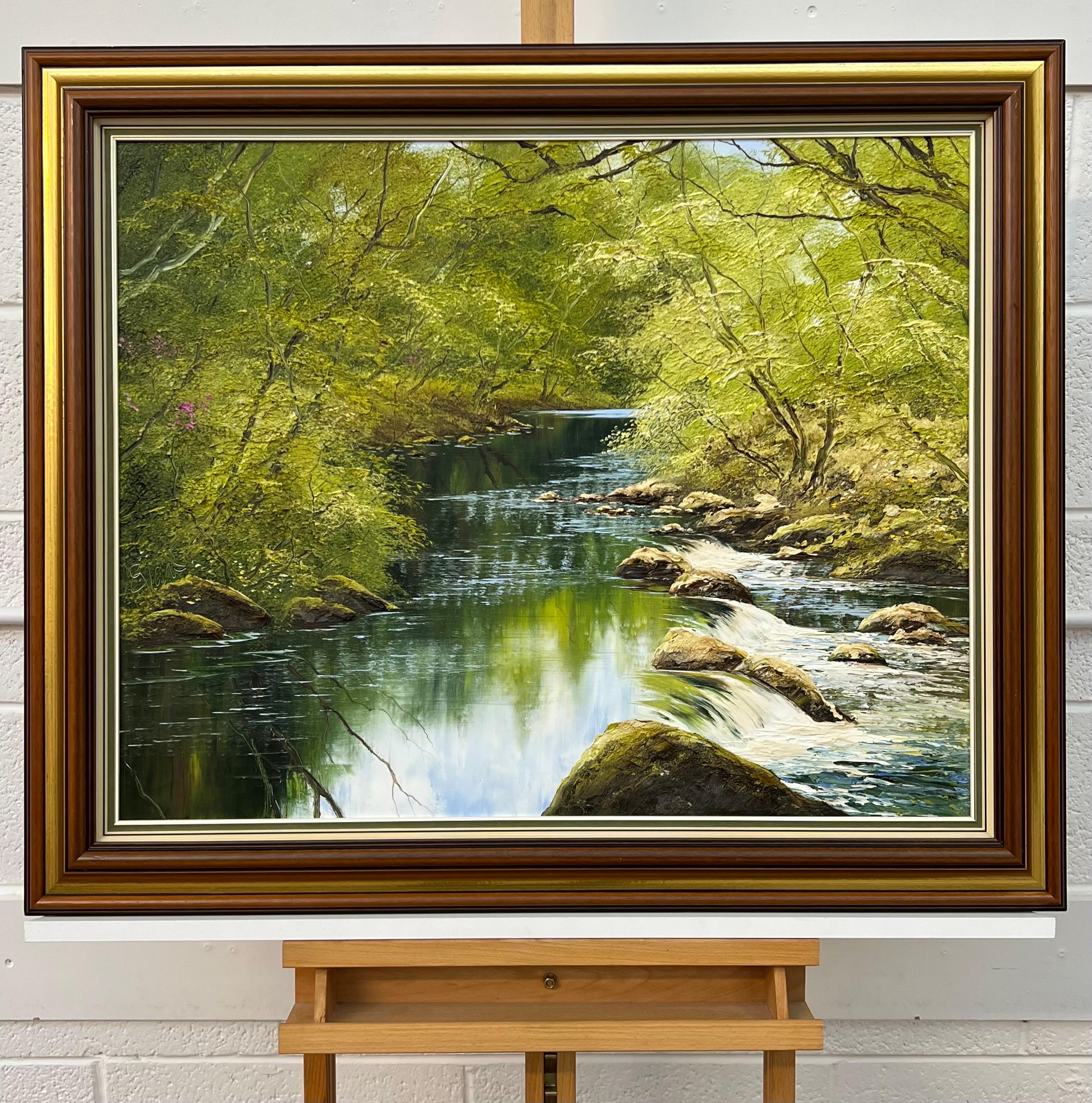 Peinture à l'huile empâtée d'une scène d'arbre de rivière Artiste britannique d'après-guerre et contemporain - Réalisme Painting par Terry Evans
