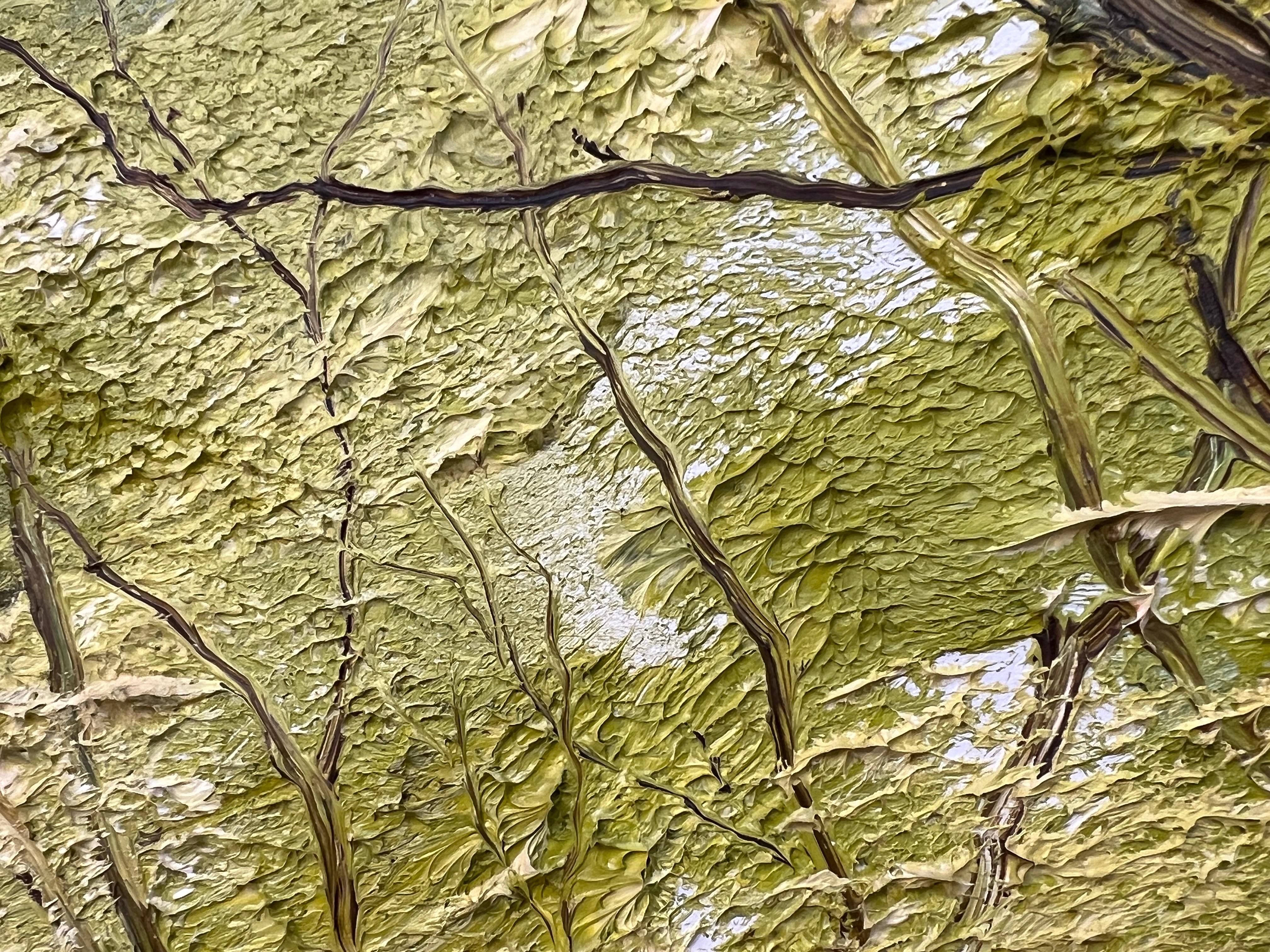 Peinture à l'huile empâtée d'une scène d'arbre de rivière Artiste britannique d'après-guerre et contemporain en vente 3