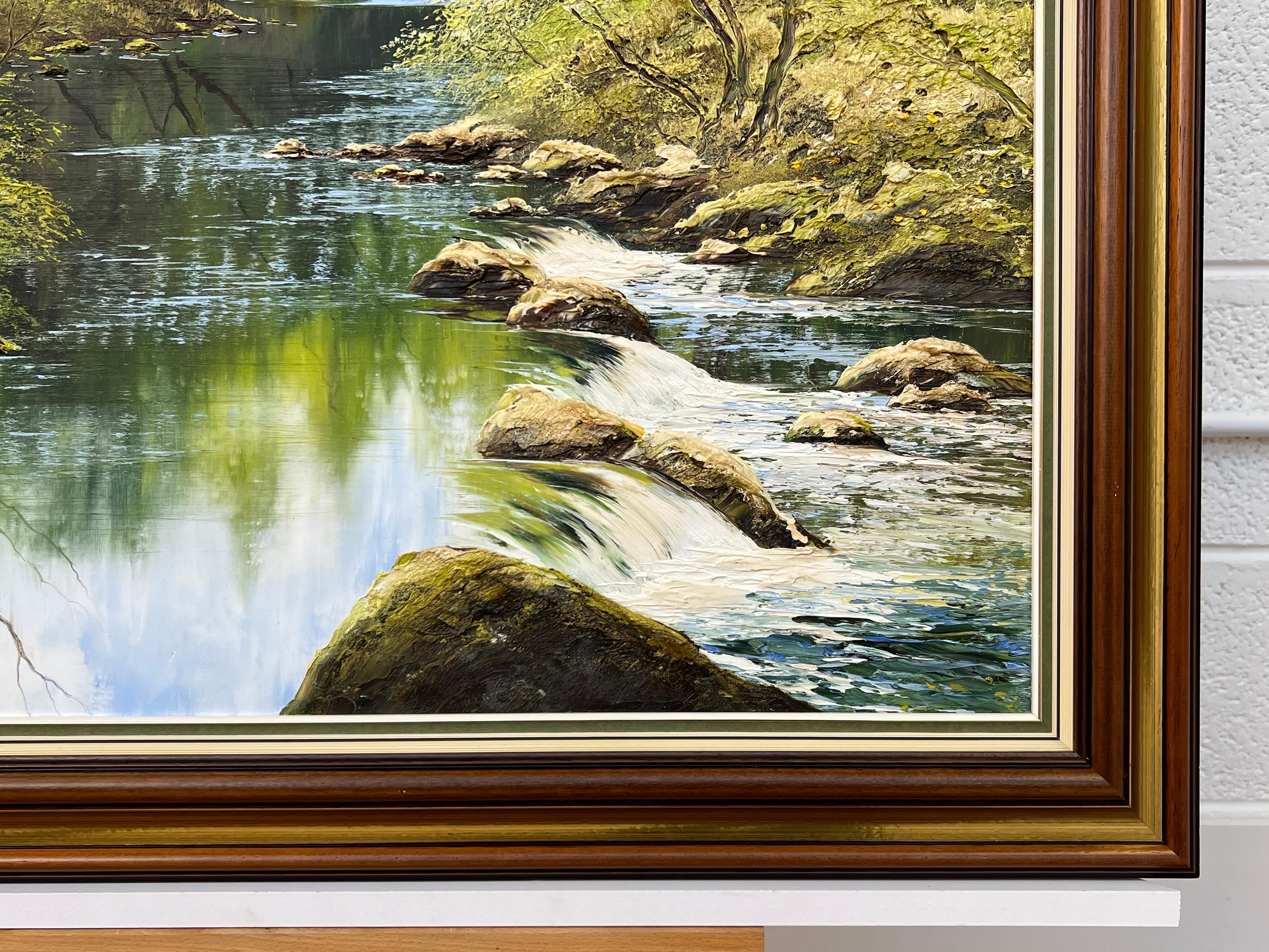 Peinture à l'huile empâtée d'une scène d'arbre de rivière Artiste britannique d'après-guerre et contemporain en vente 4