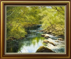 Impasto Oil Painting of River Tree Scene British Postwar & Contemporary Artist