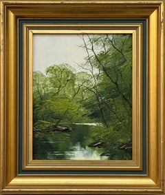 Impasto Oil Painting of River Tree Scene British Postwar & Contemporary Artist