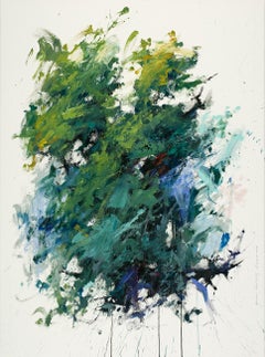 "Fractality Evergreen 91025" - Dipinto astratto a olio su carta Arches