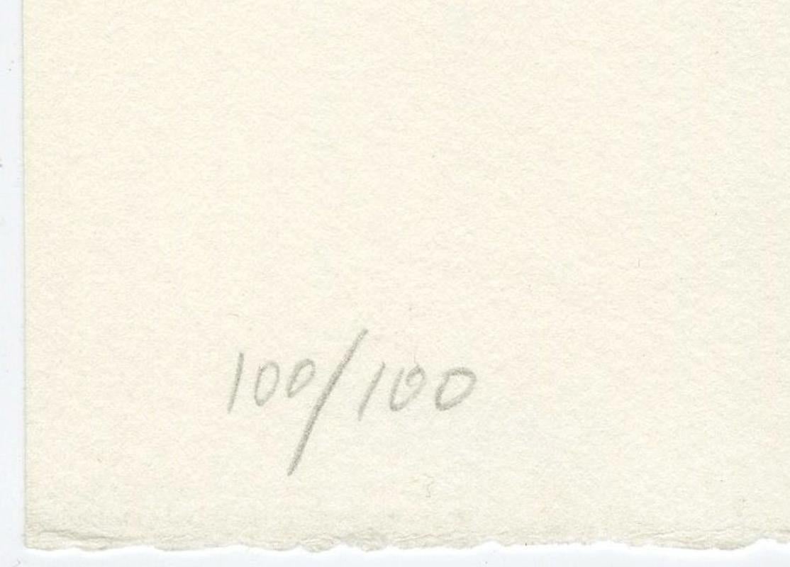 Untitled (Plate 2) 
Engraving, sugar-lift, and aquatint , 1970
Signed and numbered in pencil (see photo)
From: Variations (8 plates)
Edition: 100 (100/100) (see photo)
Printed by Lacoueire et Frelaut Imprimeur, Paris
Paper: BFK RIVES watermark on