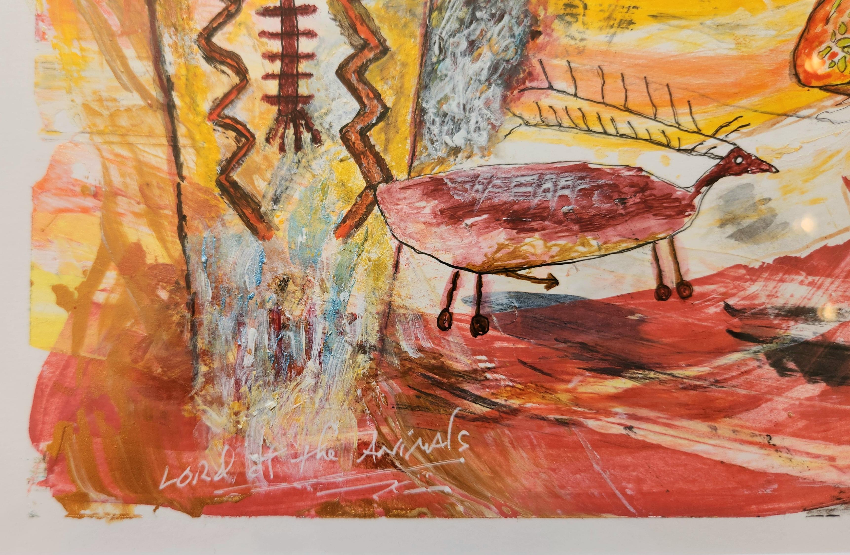 Pintura en técnica mixta -- El Señor de los Animales en venta 5