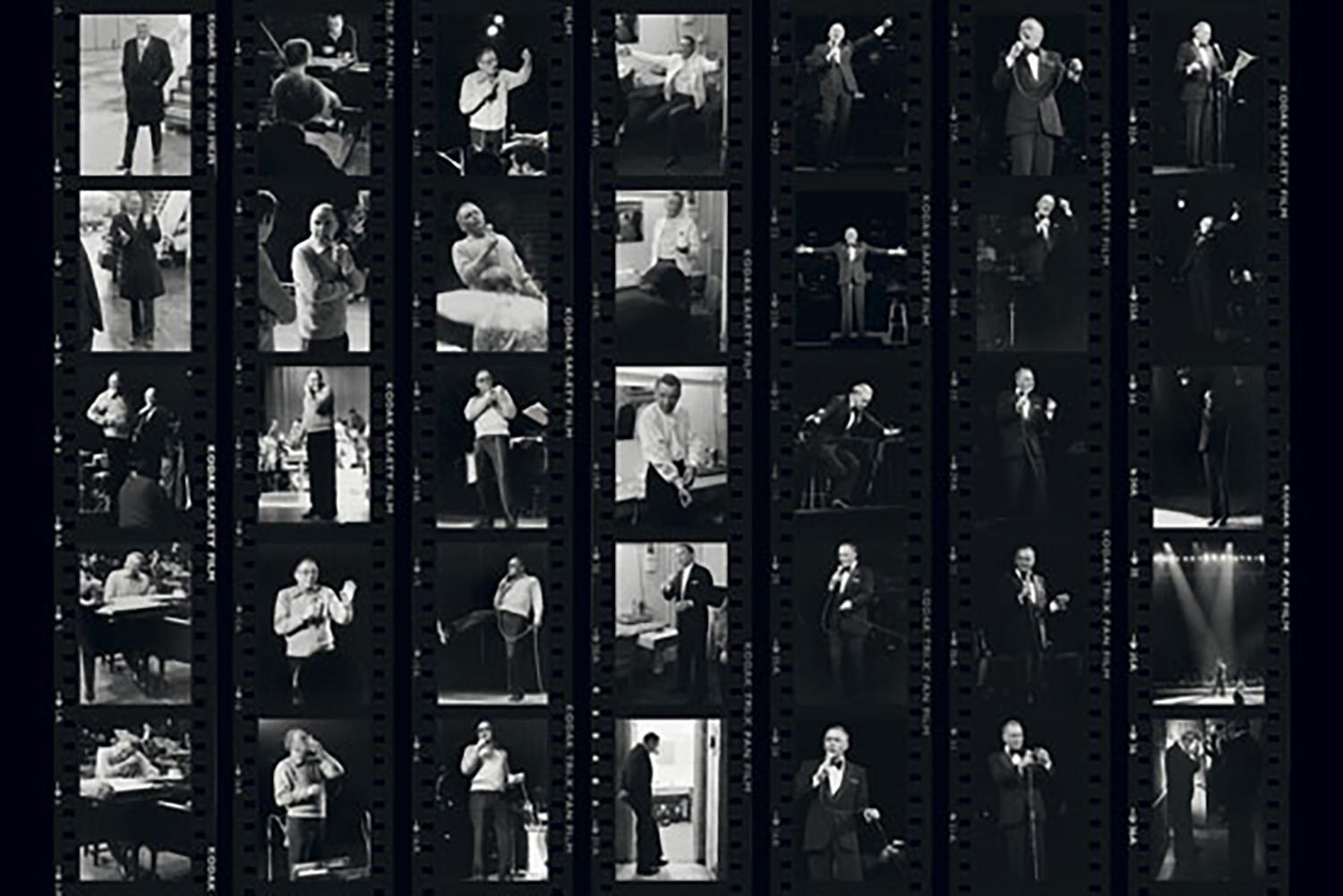 Terry O'Neill Black and White Photograph - A Day in the Life of Frank Sinatra on Filmstrip