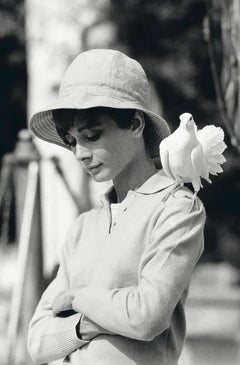 Retro Audrey Hepburn With Dove, South of France