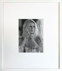 Vintage Brigitte Bardot With Flower - hand signed by Brigitte Bardot framed 