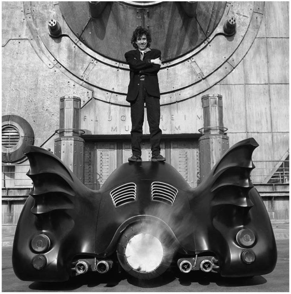 Terry O'Neill Black and White Photograph - Burton and Batmobile