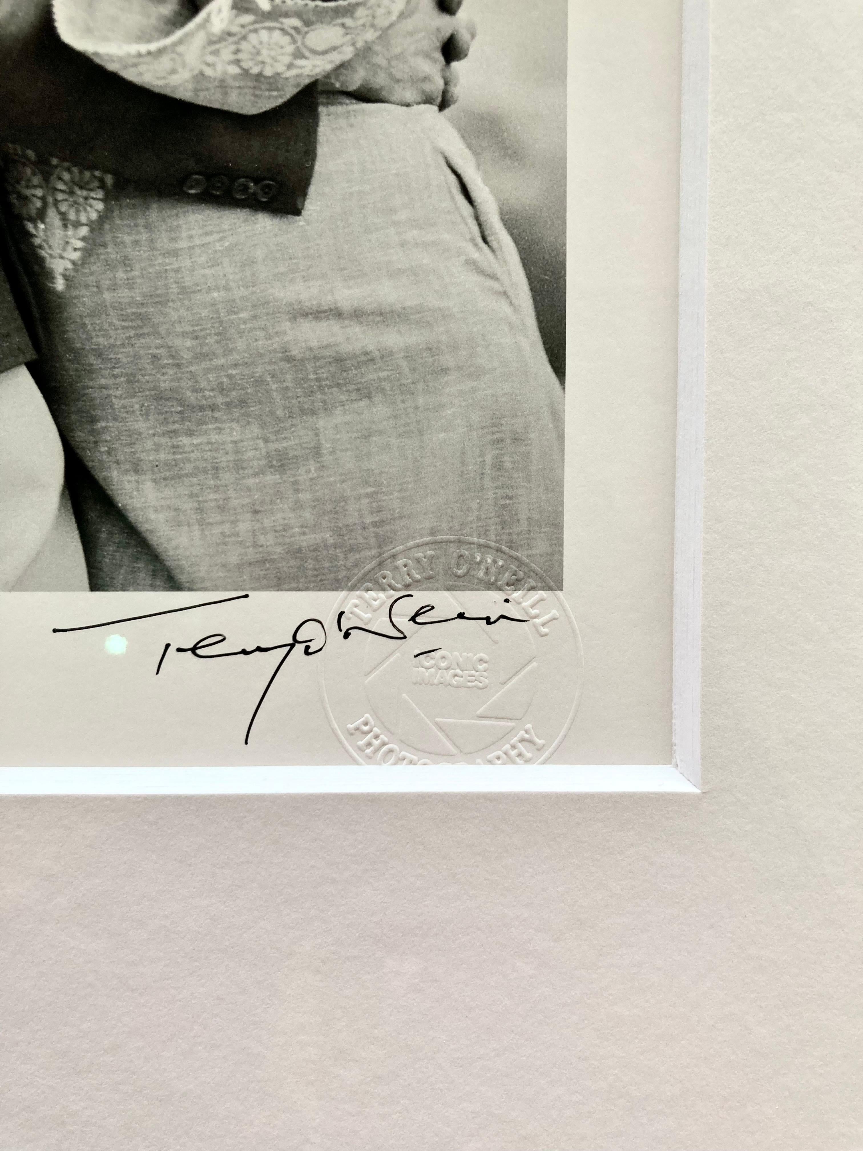 David Bowie and Elizabeth Taylor, framed signed print by Terry O'Neill. 2