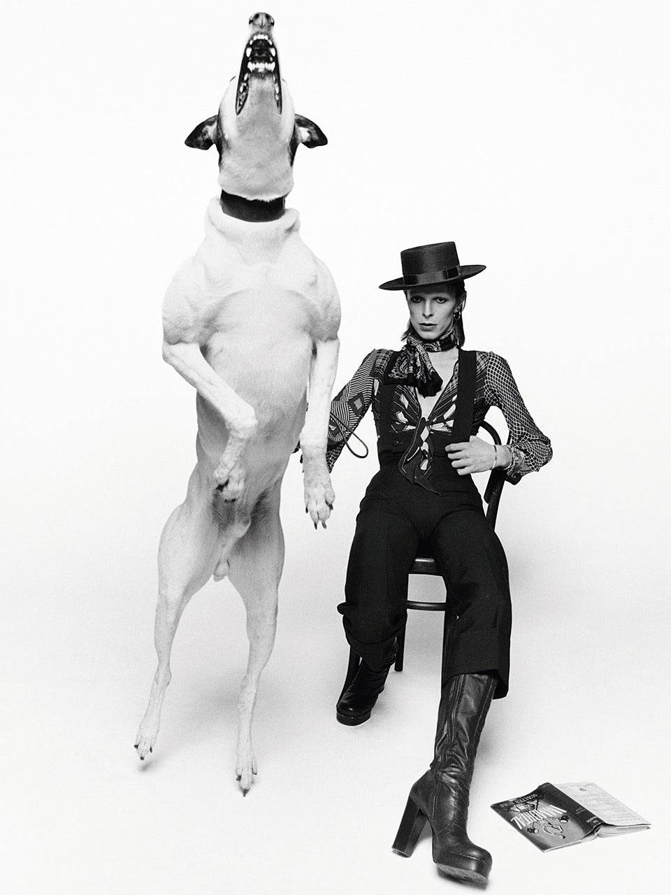 Terry O'Neill Black and White Photograph – David Bowie, Diamant-Hunde, London (signiert)